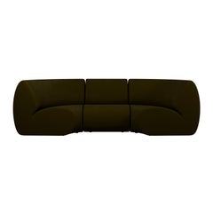 Modular three-Seater Hanabira Sofa by Maker Murmurio, Moss Green Velvet