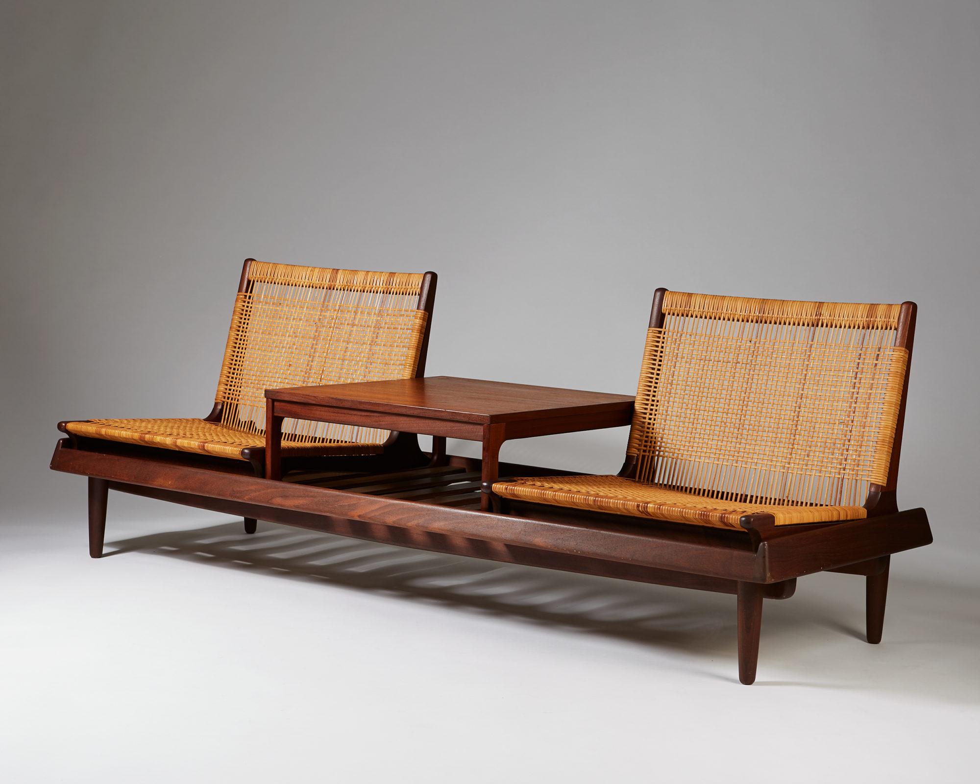 Teak and wicker.
Model used in the Case Study House #20, known as the Bass House, completed in 1958.