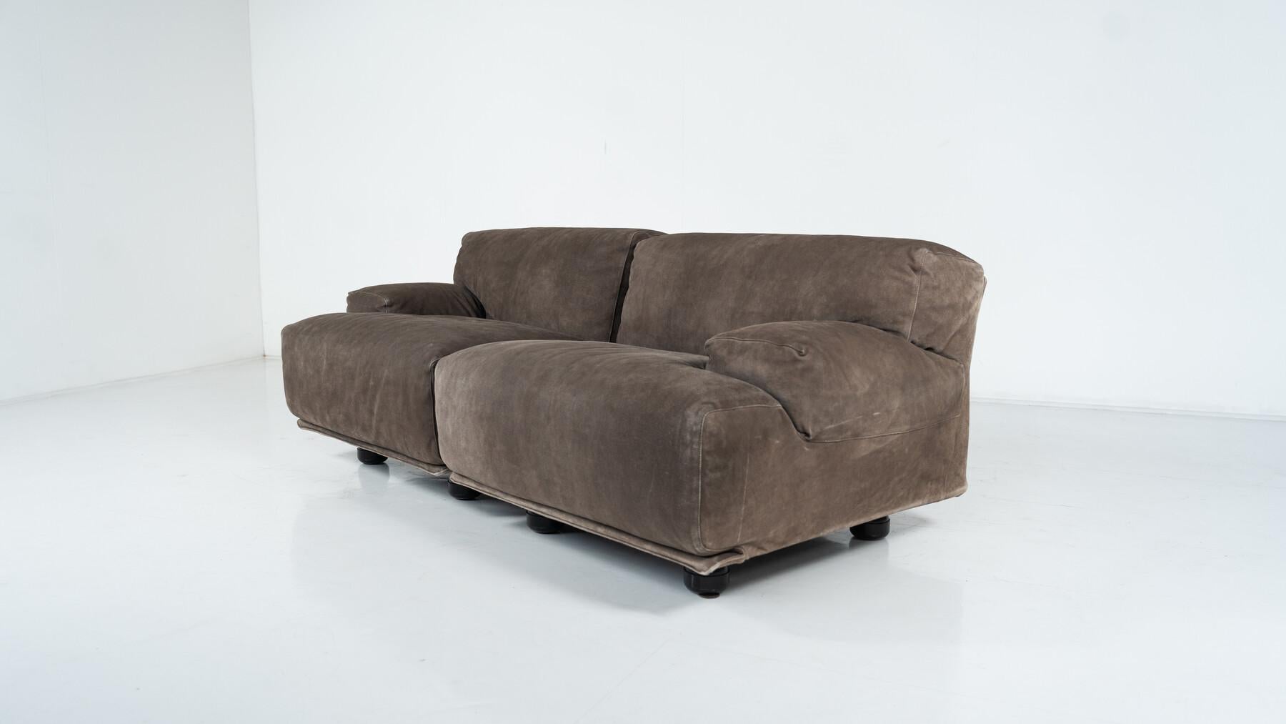 Mid-Century Modern Canapé modulaire deux places Fiandra de Vico Magistretti, Cassina - Tissu original en vente
