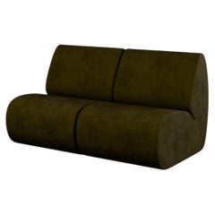 Modular Two-Seater Hanabira T1 Moss Green Velvet fabric handcrafted by Murmurio