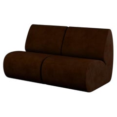 Modular Two-Seater Hanabira T1 Terra Cota Velvet fabric handcrafted by Murmurio