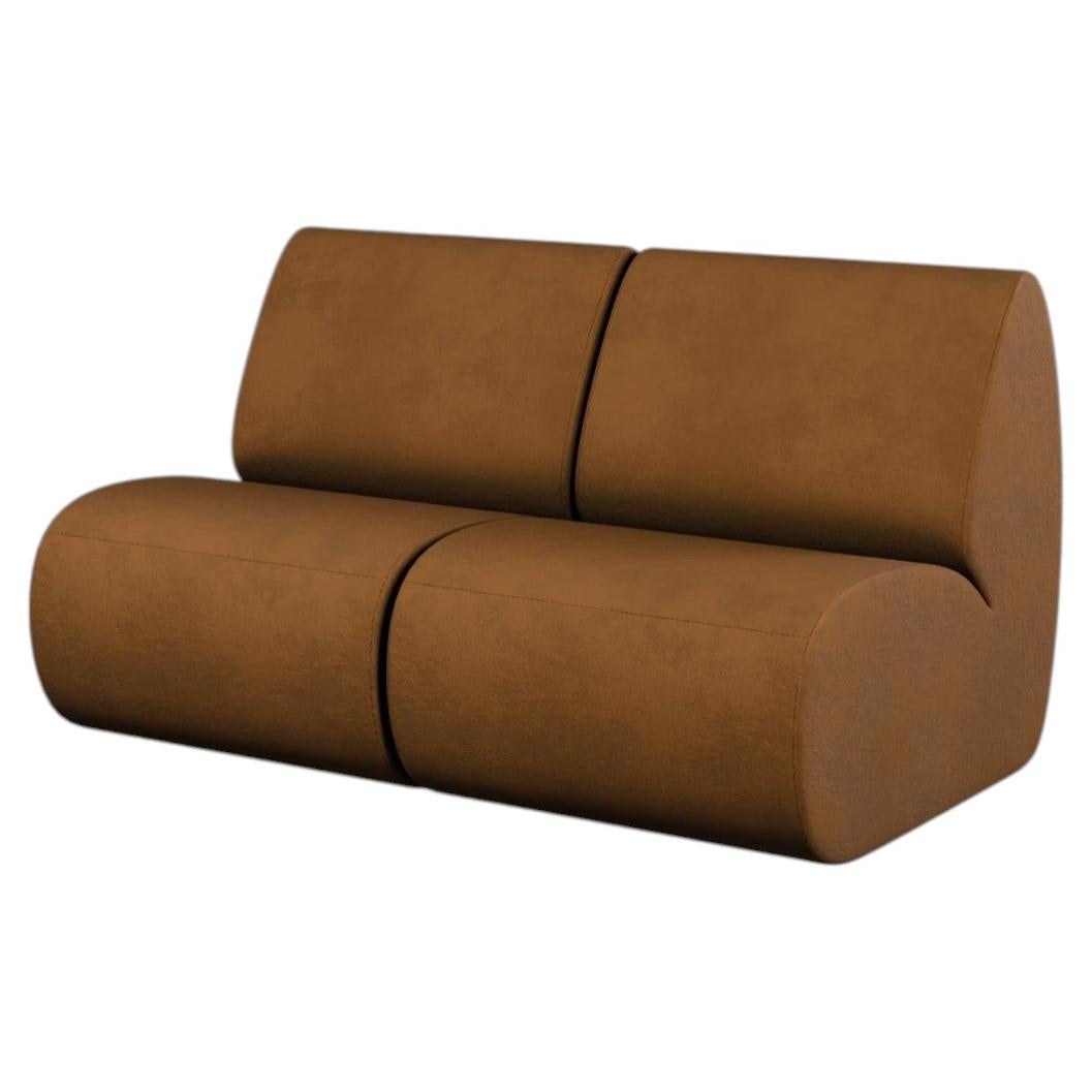 Modular Two-Seater Hanabira T1 Warm Taupe Velvet fabric handcrafted by Murmurio For Sale