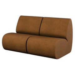 Modular Two-Seater Hanabira T1 Warm Taupe Velvet fabric handcrafted by Murmurio