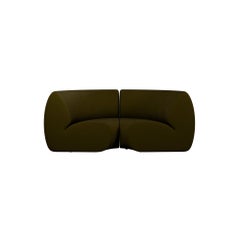 Modular Two-Seater Hanabira T3 Moss Green fabric handcrafted by Murmurio