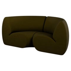 Modular Two-Seater Hanabira T3 Moss Green fabric handcrafted by Murmurio