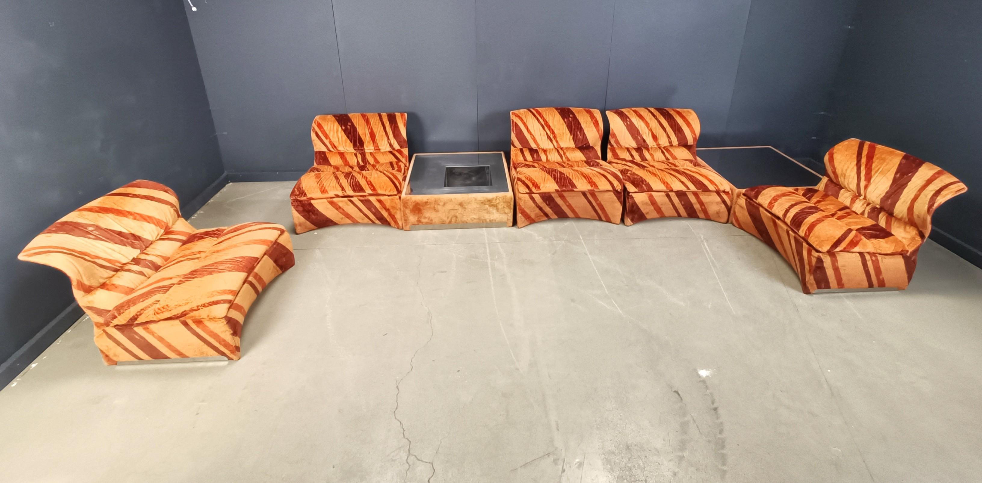 Modular Vela Bassa Sofa set by Giovanni Offredi for Saporiti, Set of 7 - 1970s For Sale 4