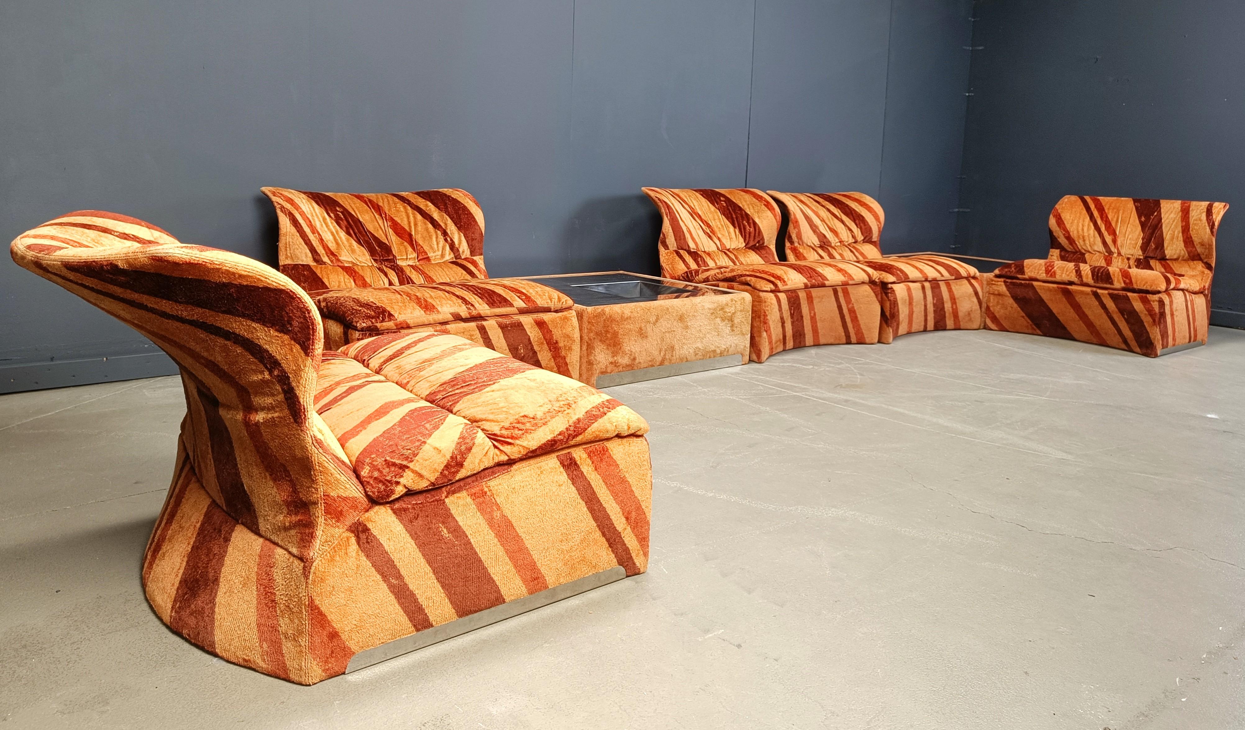 Modular Vela Bassa Sofa set by Giovanni Offredi for Saporiti, Set of 7 - 1970s For Sale 5