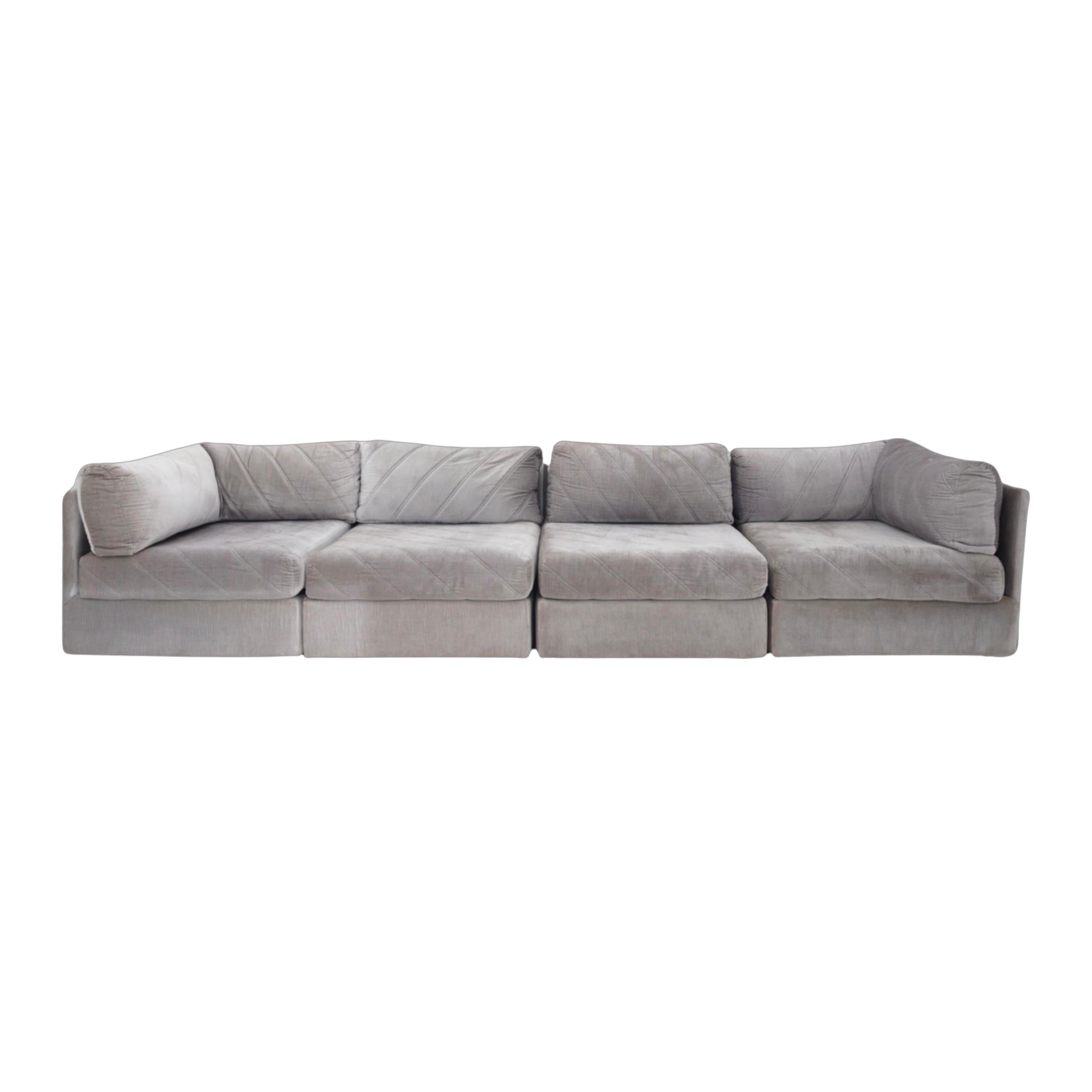 Late 20th Century Modular Velvet Sectional Sofa, 1980s