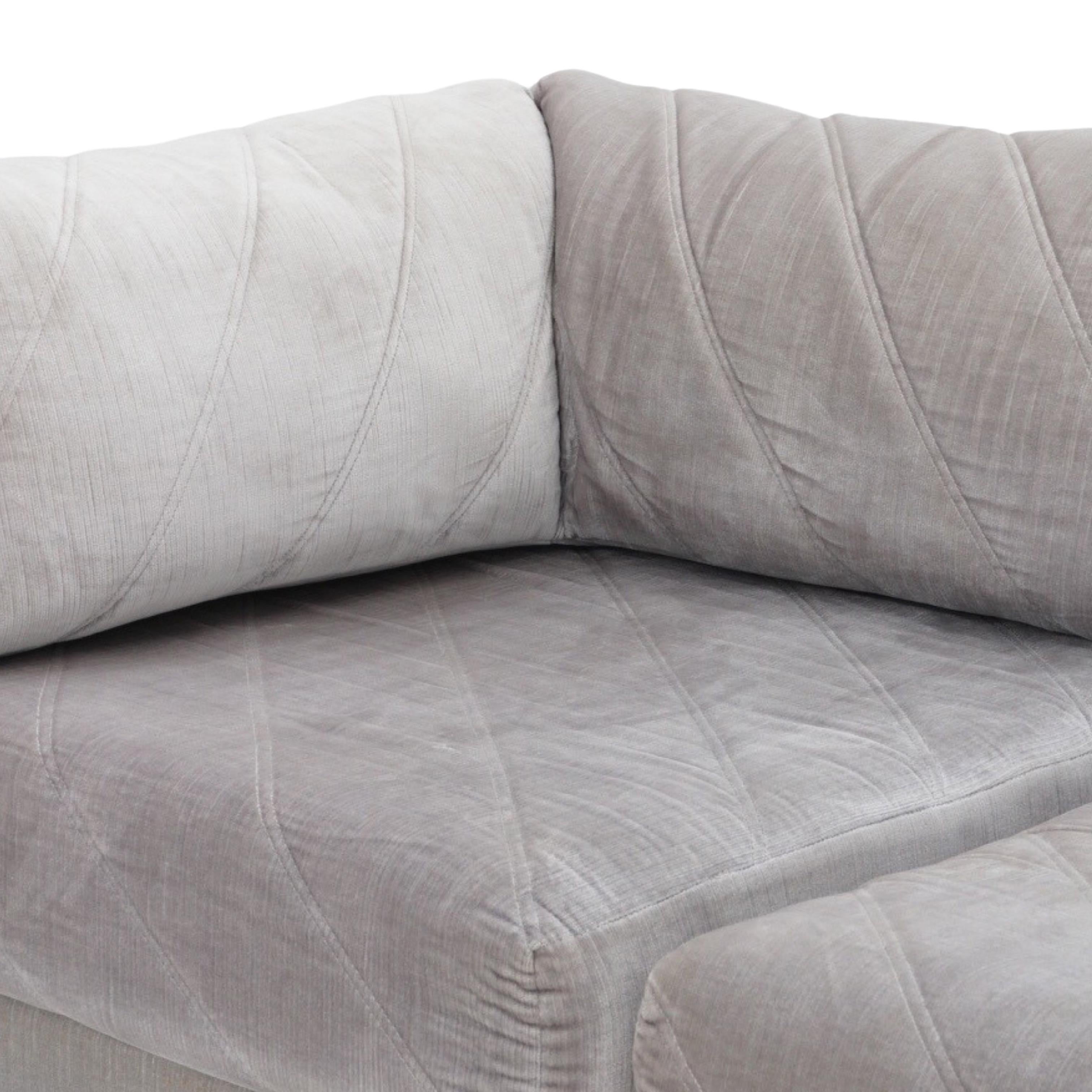 Modular Velvet Sectional Sofa, 1980s 2