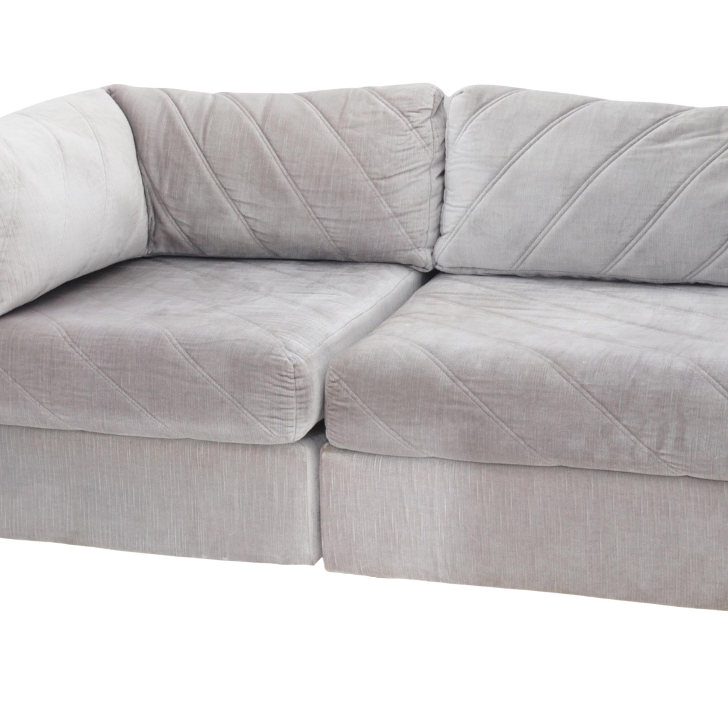 Modular Velvet Sectional Sofa, 1980s 3