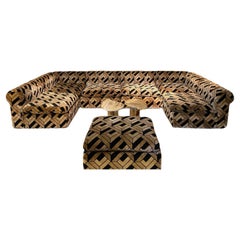 Modular Velvet Sofa with 7 Elements - France circa 1970