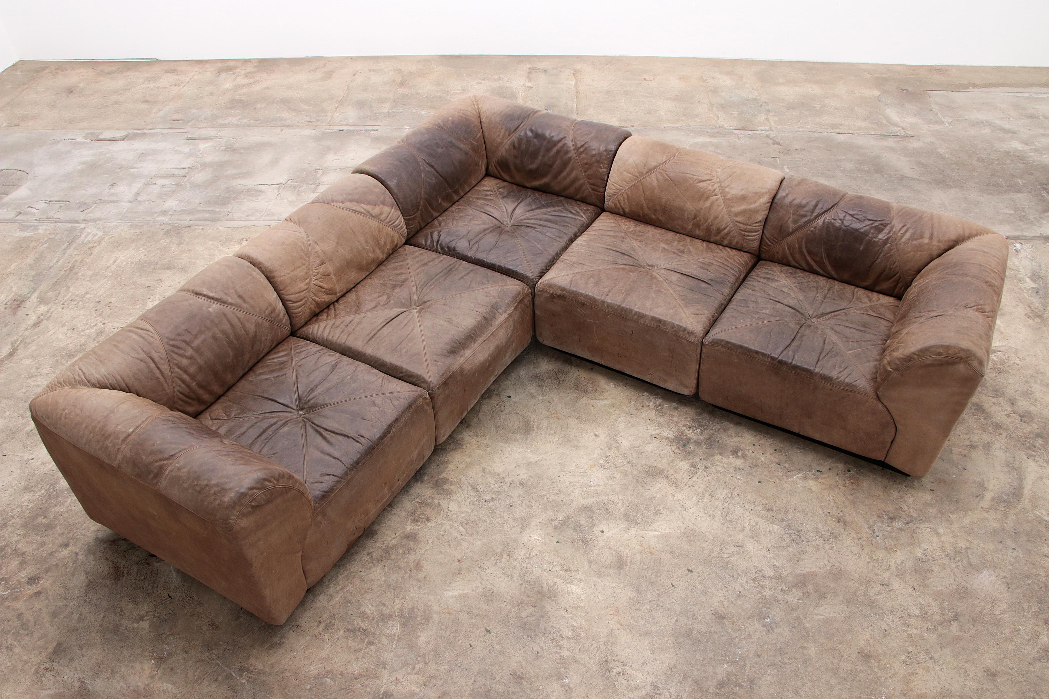 Modular Vintage Leather Sofa by Bernd Münzebrock for Walter Knoll For Sale 4