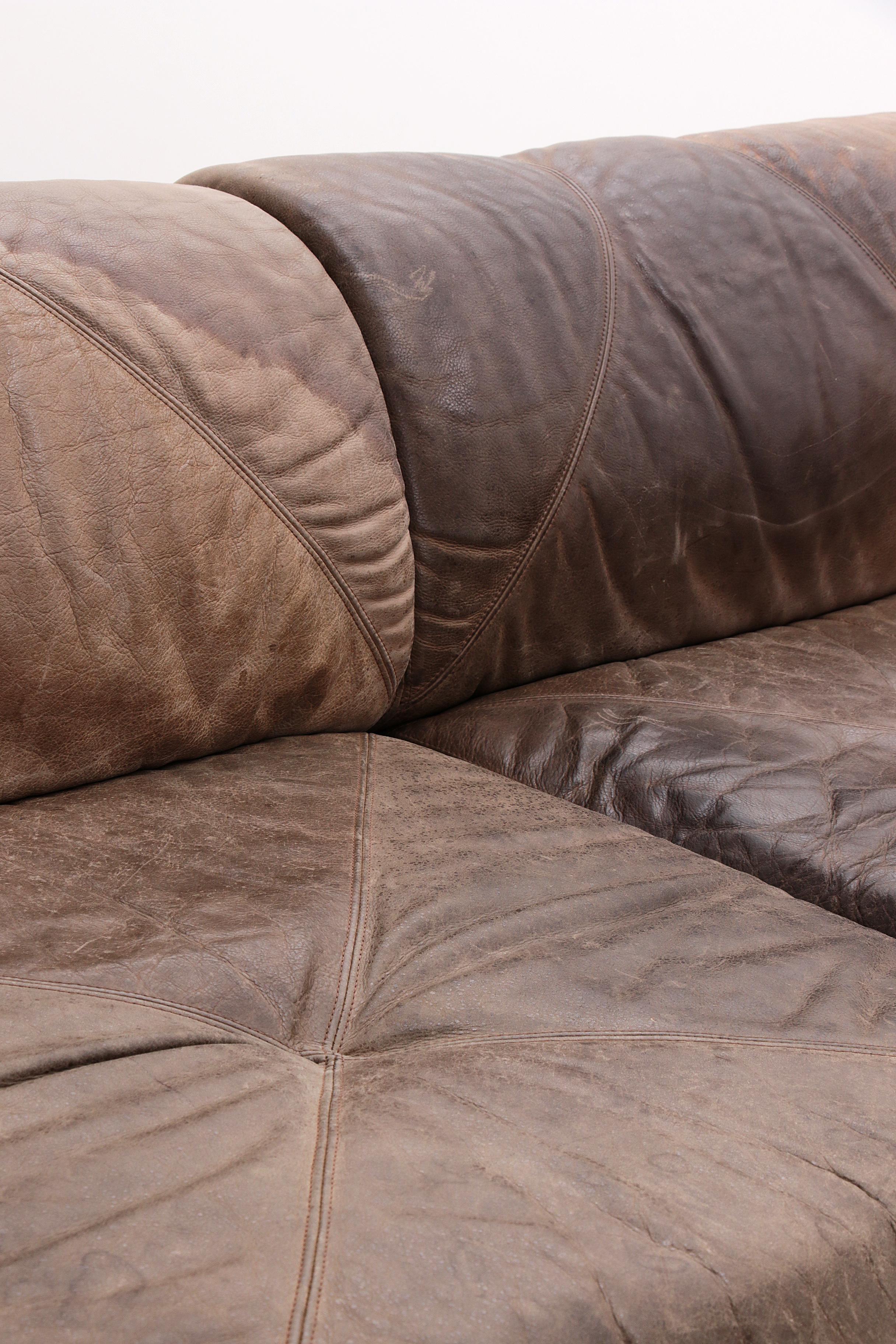 Modular Vintage Leather Sofa by Bernd Münzebrock for Walter Knoll For Sale 5