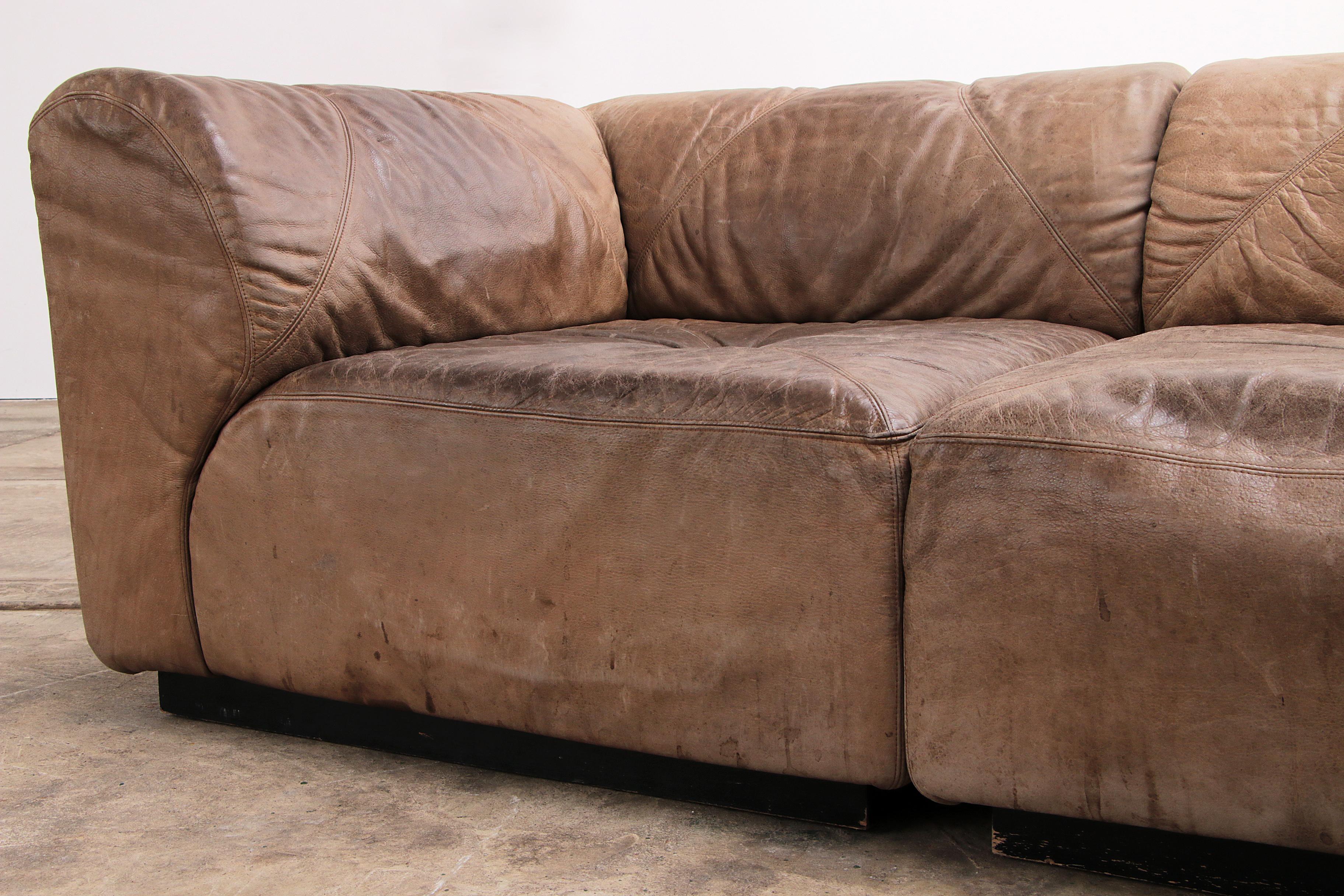 Modular Vintage Leather Sofa by Bernd Münzebrock for Walter Knoll For Sale 8