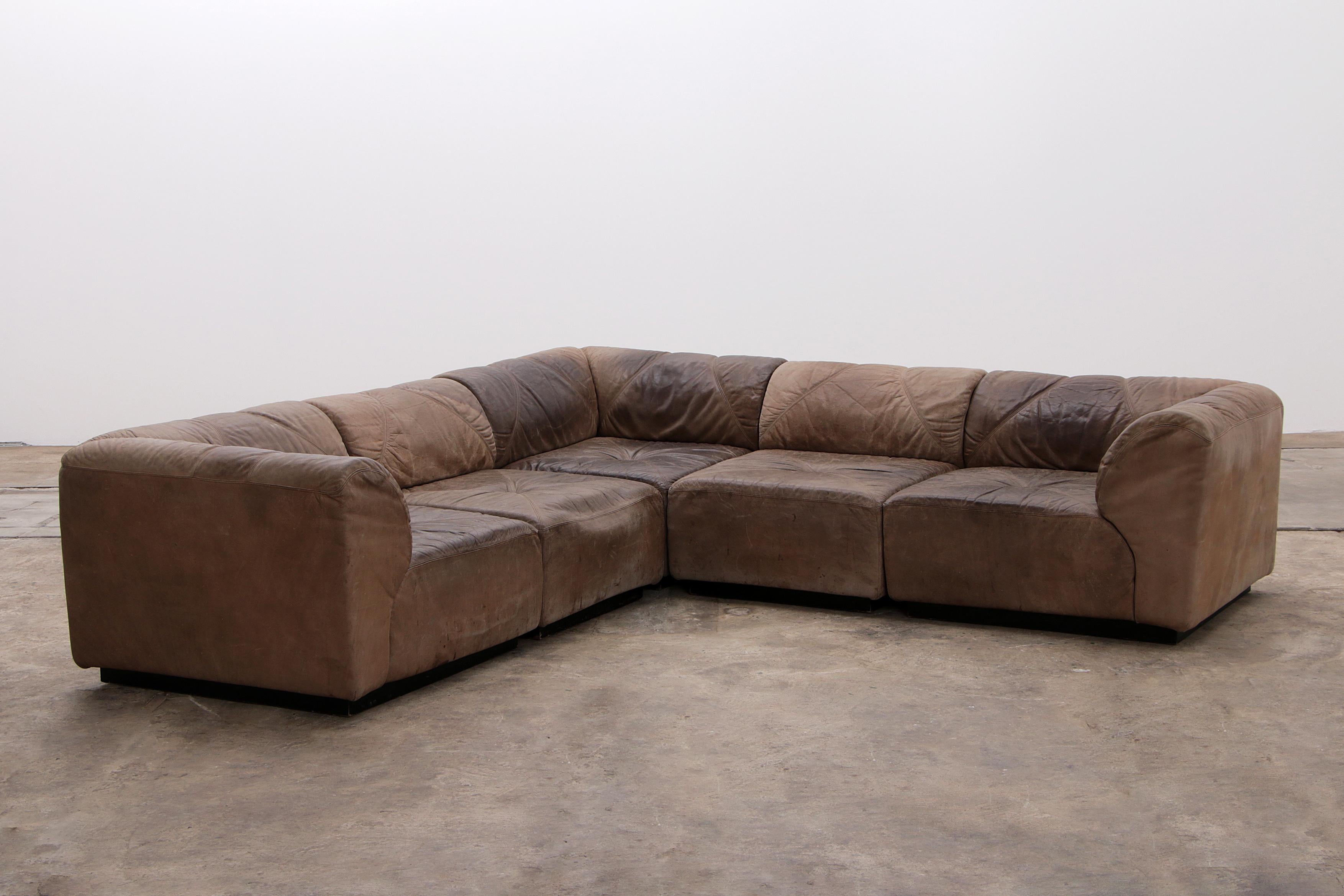 Mid-Century Modern Modular Vintage Leather Sofa by Bernd Münzebrock for Walter Knoll For Sale