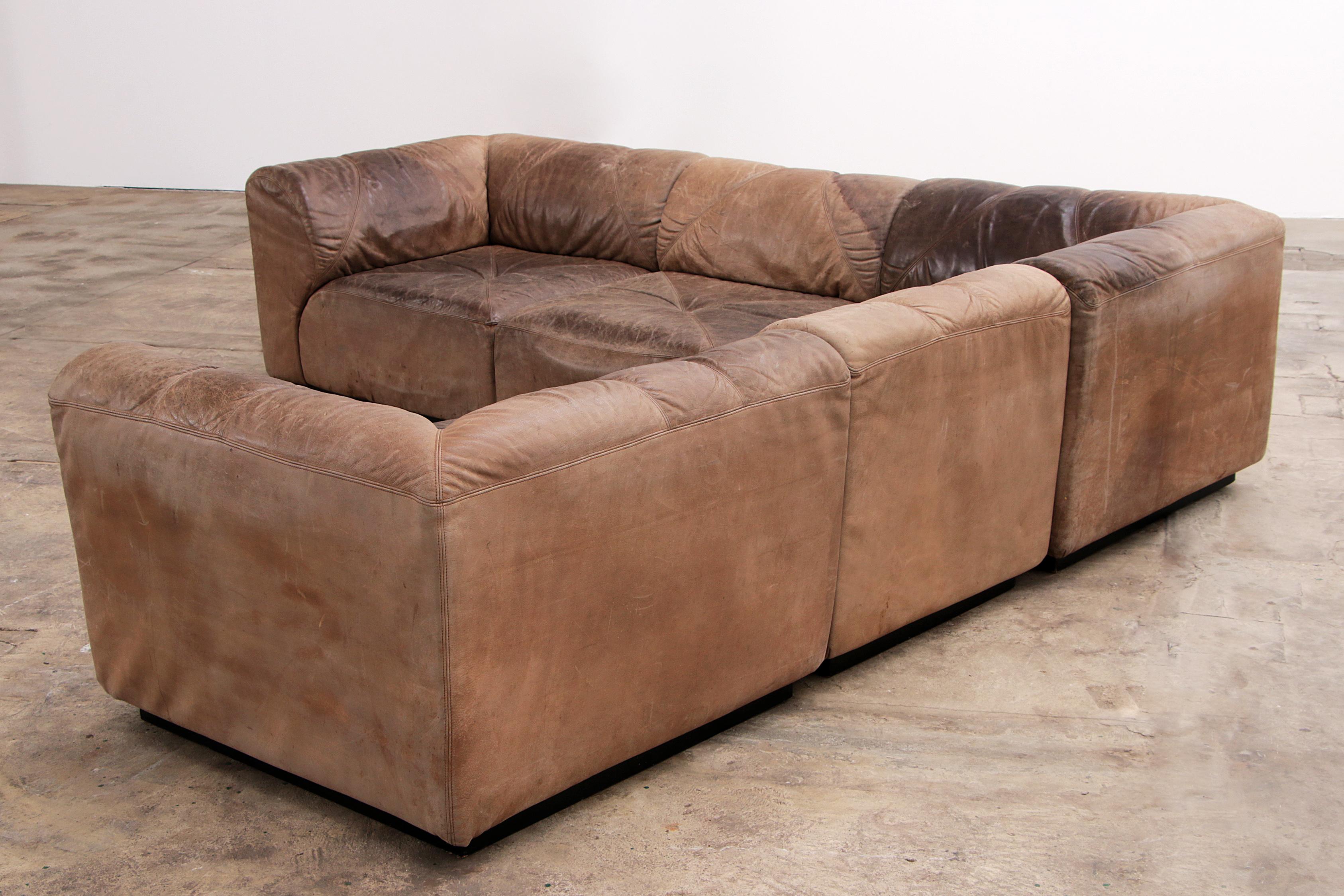 Late 20th Century Modular Vintage Leather Sofa by Bernd Münzebrock for Walter Knoll For Sale