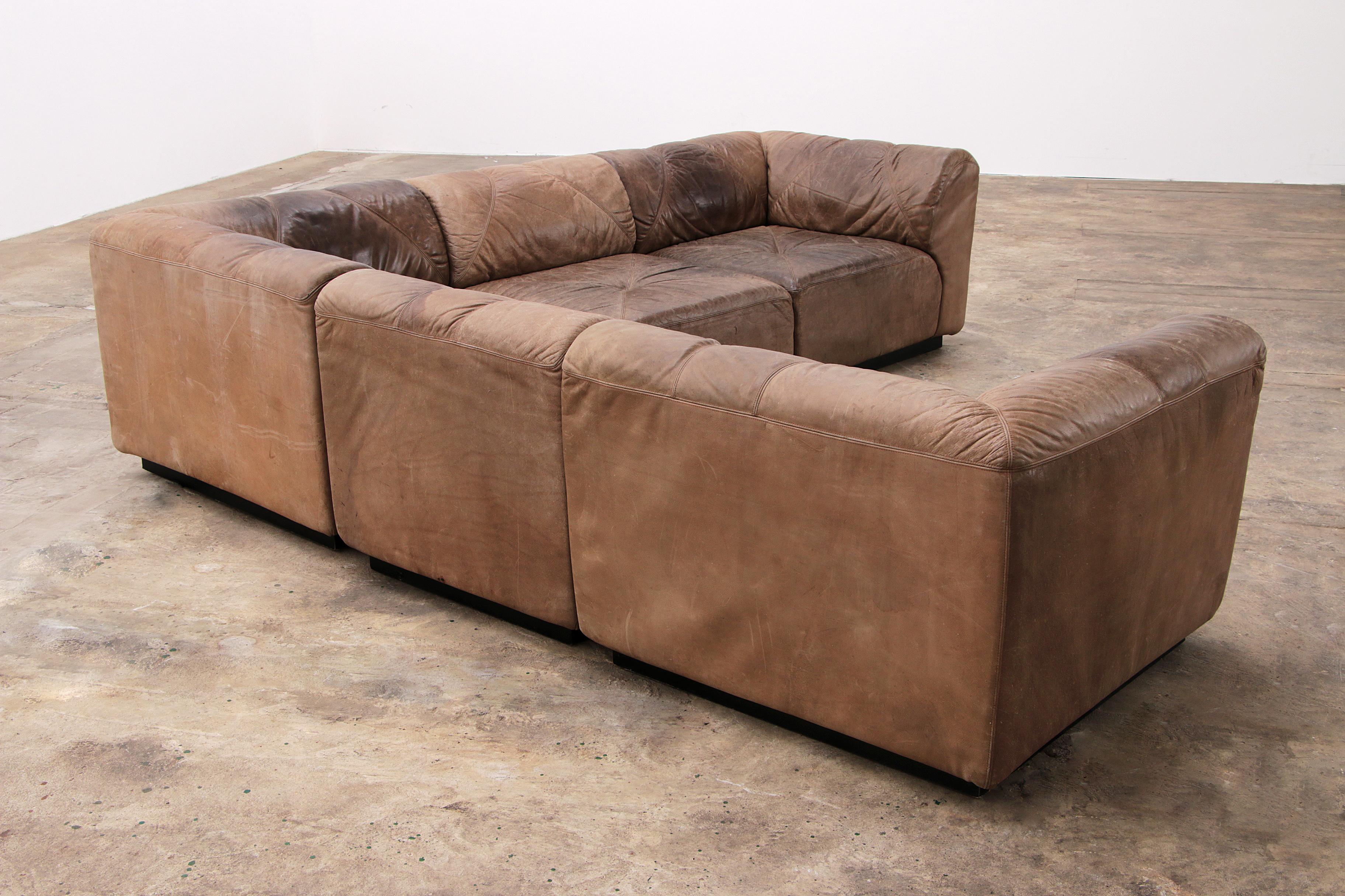 Modular Vintage Leather Sofa by Bernd Münzebrock for Walter Knoll For Sale 1