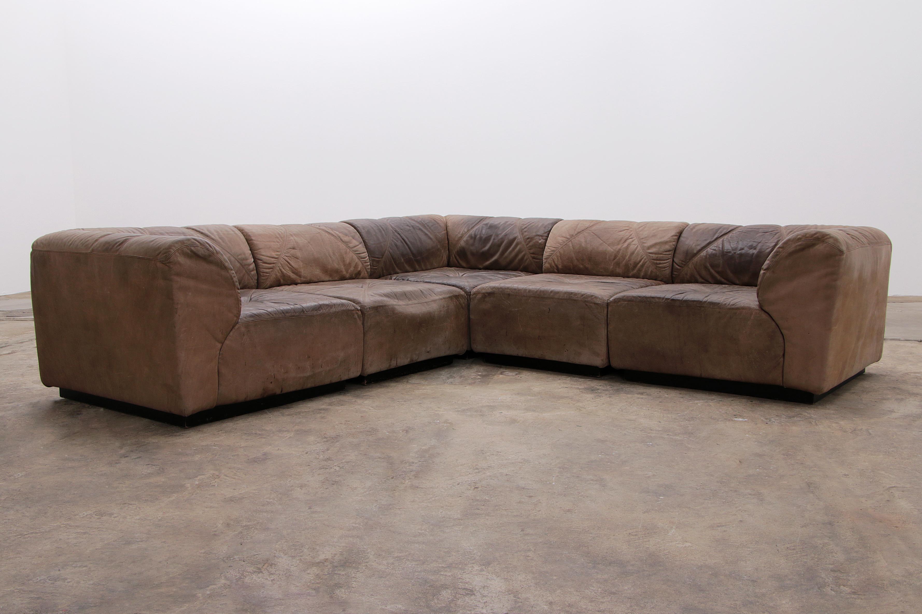 Modular Vintage Leather Sofa by Bernd Münzebrock for Walter Knoll For Sale 2