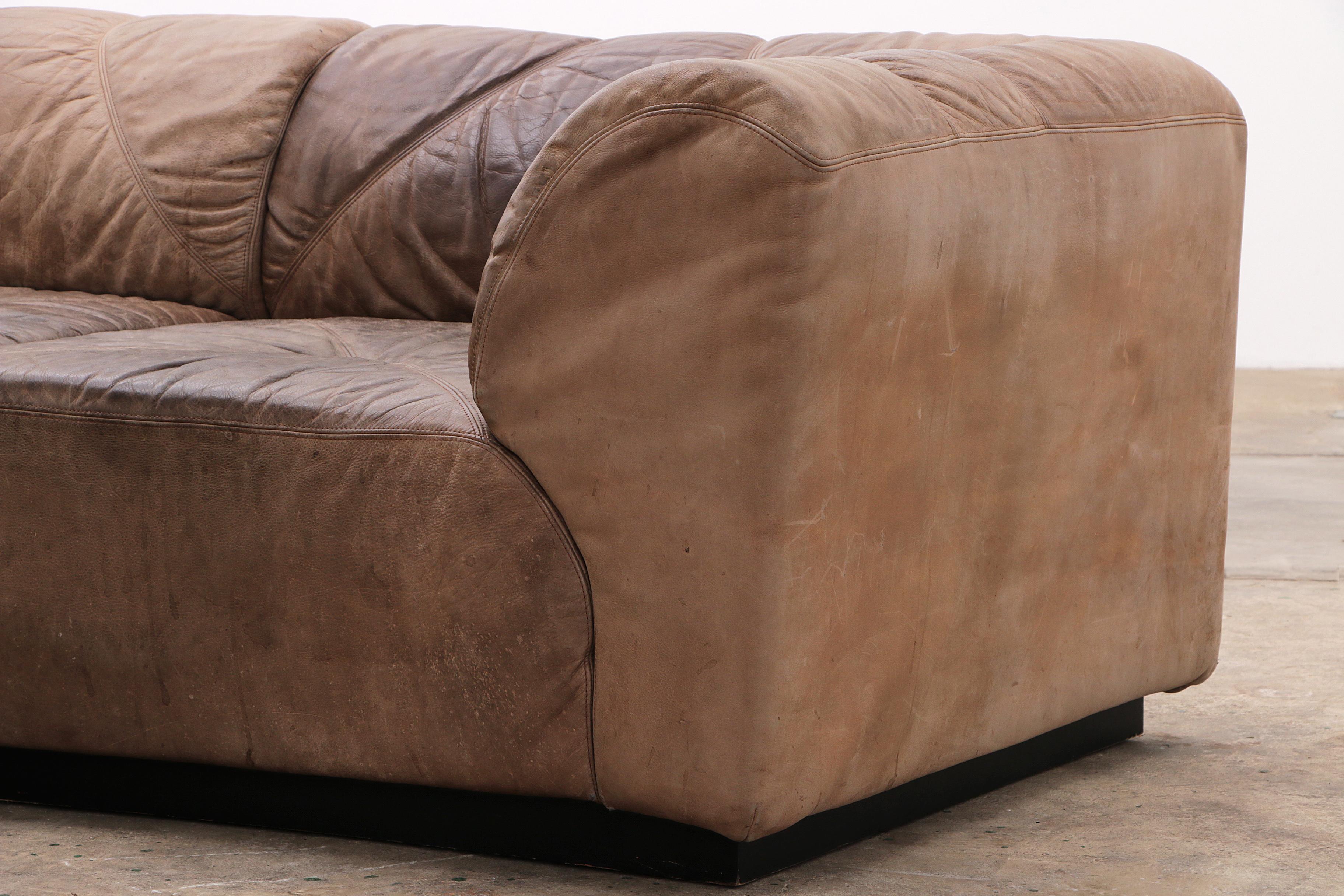 Modular Vintage Leather Sofa by Bernd Münzebrock for Walter Knoll For Sale 3