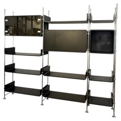 Modular Wall Unit by Michel Ducaroy, Lacquered Wood and Steel, France, 1970s