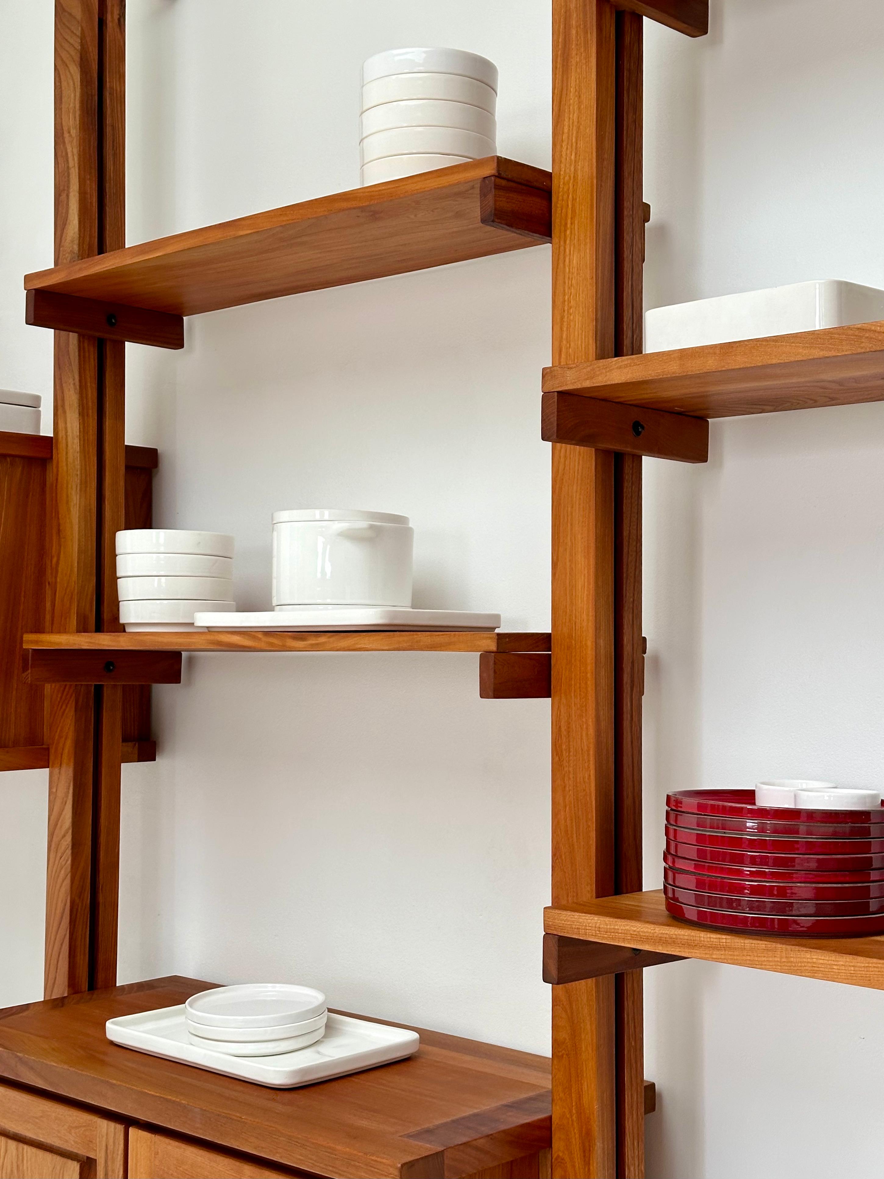 Modular Wall Unit in Solid Elm, France, c. 1980 For Sale 6