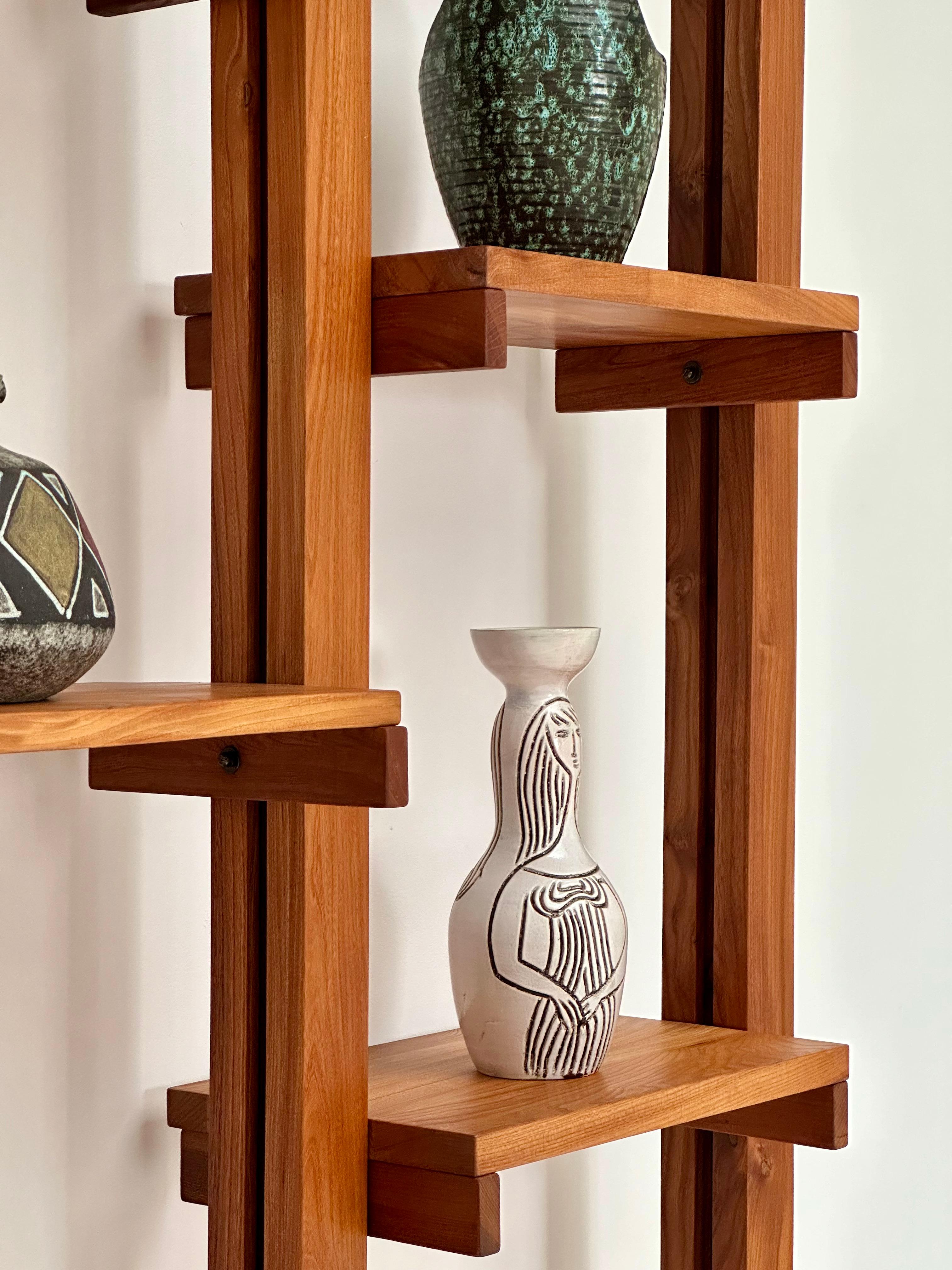 Modular Wall Unit in Solid Elm, France, c. 1980 For Sale 9