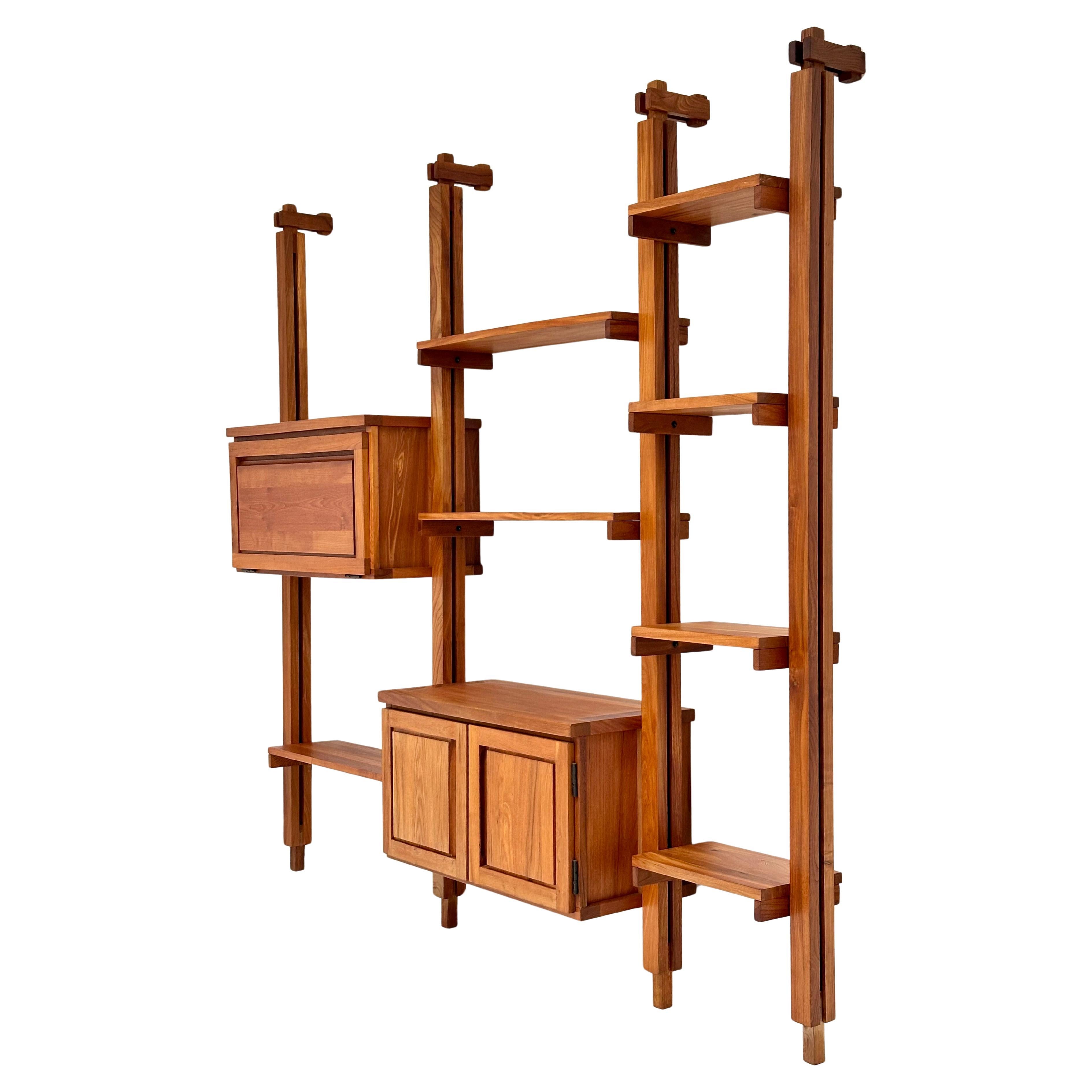Modularer Wandschrank aus massiver Ulme, Frankreich, um 1980