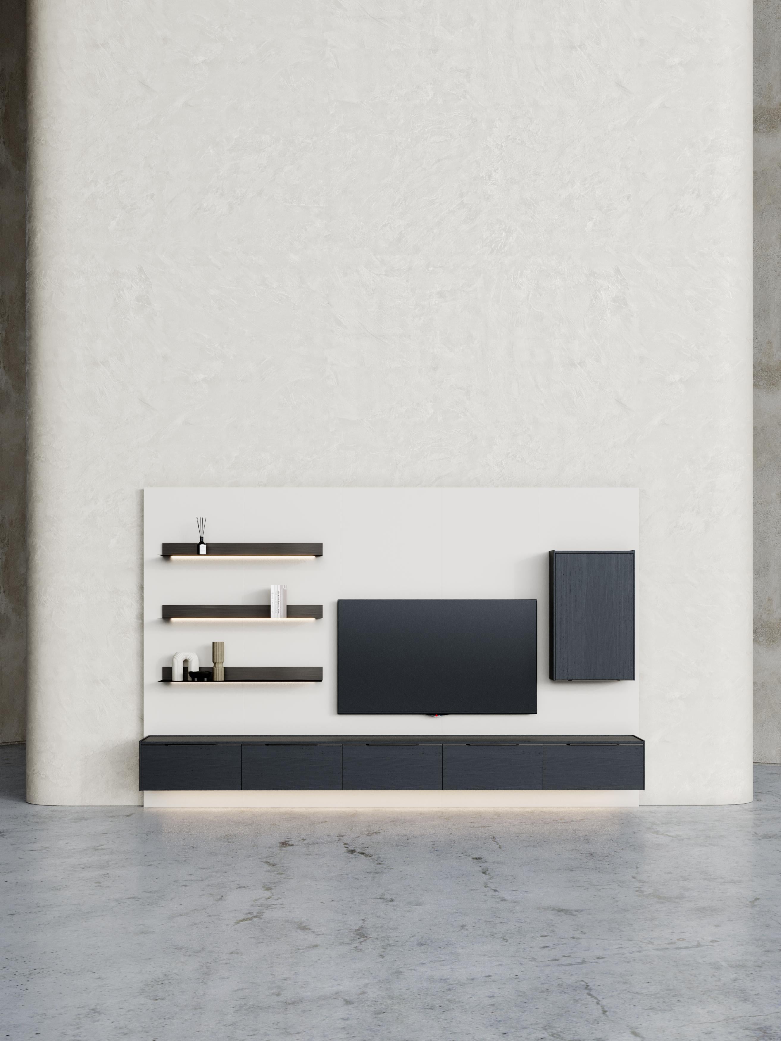 Mid-Century Modern Meuble de rangement mural modulaire Landform Day System 2 avec armoire TV en chêne en vente