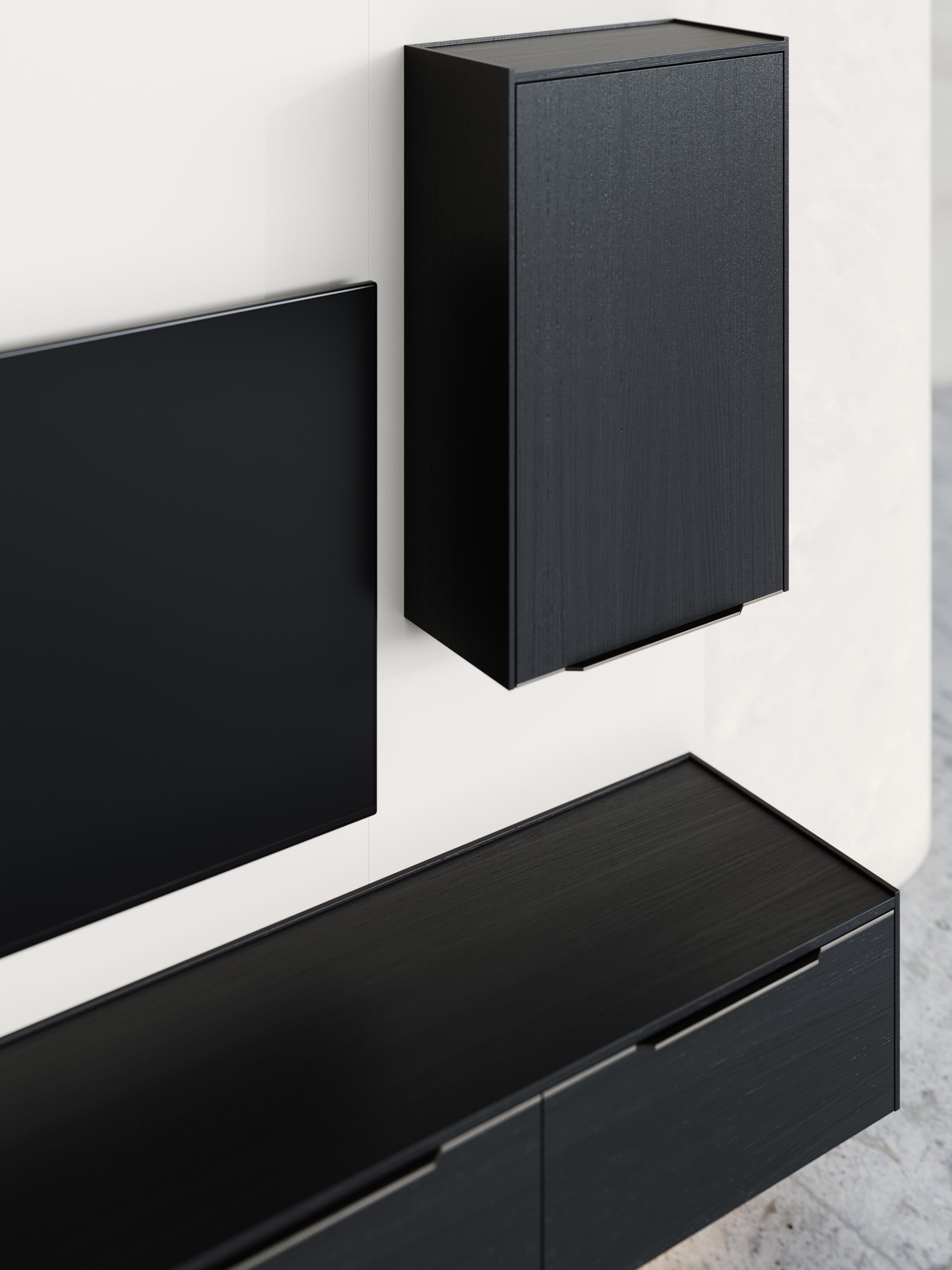 Fatto a mano Parete attrezzata modulare Landform Day System 2 con mobile TV in Oak in vendita