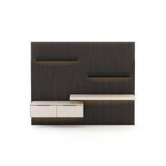 Modular Wall Unit Landform Day System 4 with Tv Cabinet Made with Ebony and Iron