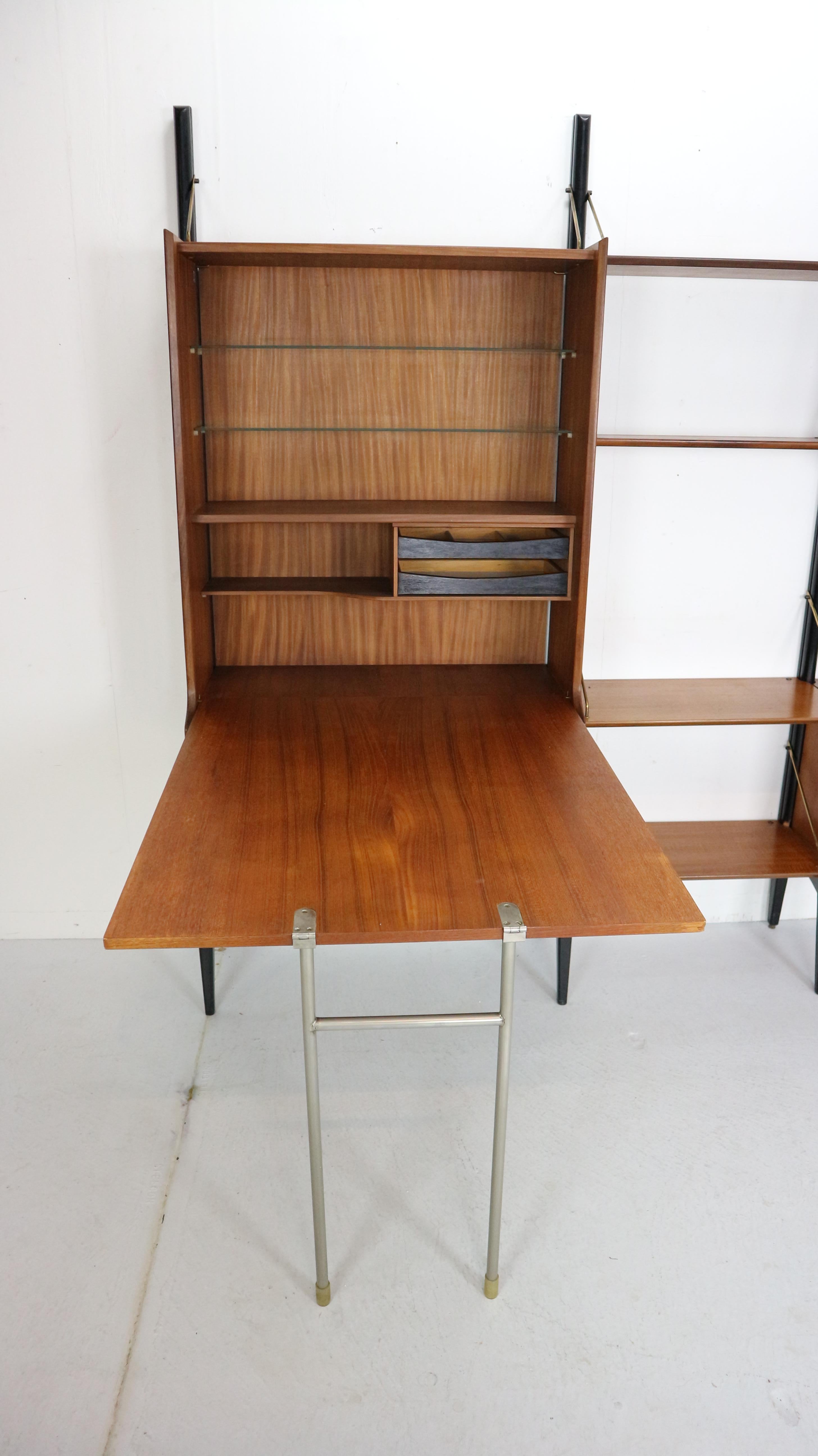 Modular Wall Unit- Secretary by Louis Van Teeffelen for Webe, Dutch Design 1950s (Mitte des 20. Jahrhunderts)