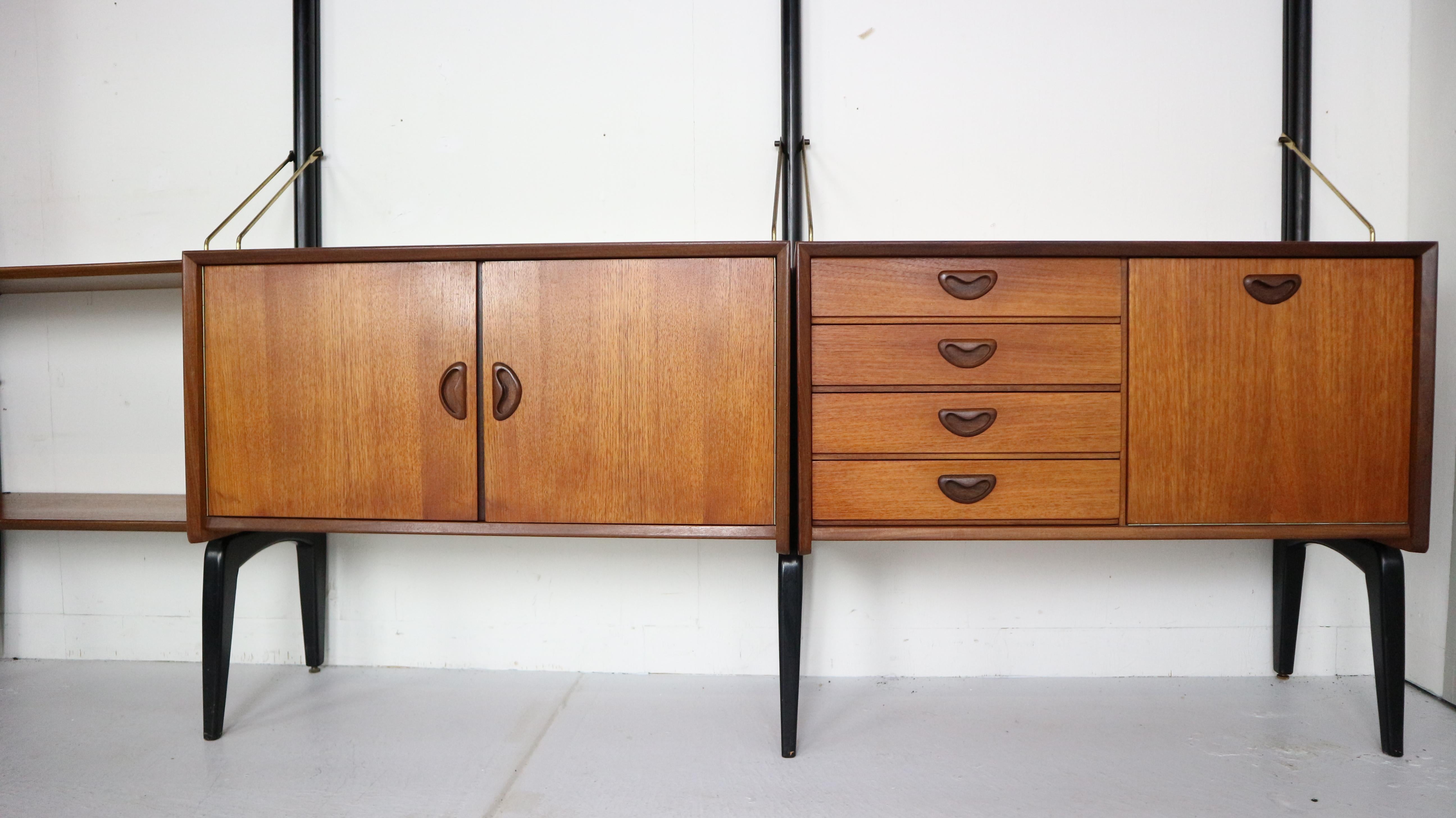 Modular Wall Unit- Secretary by Louis Van Teeffelen for Webe, Dutch Design 1950s 1