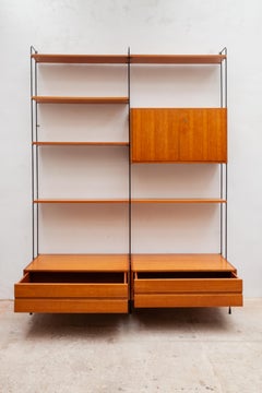 Modular Wall Unit Shelving System in Teak by Hilker, 1960s, Germany