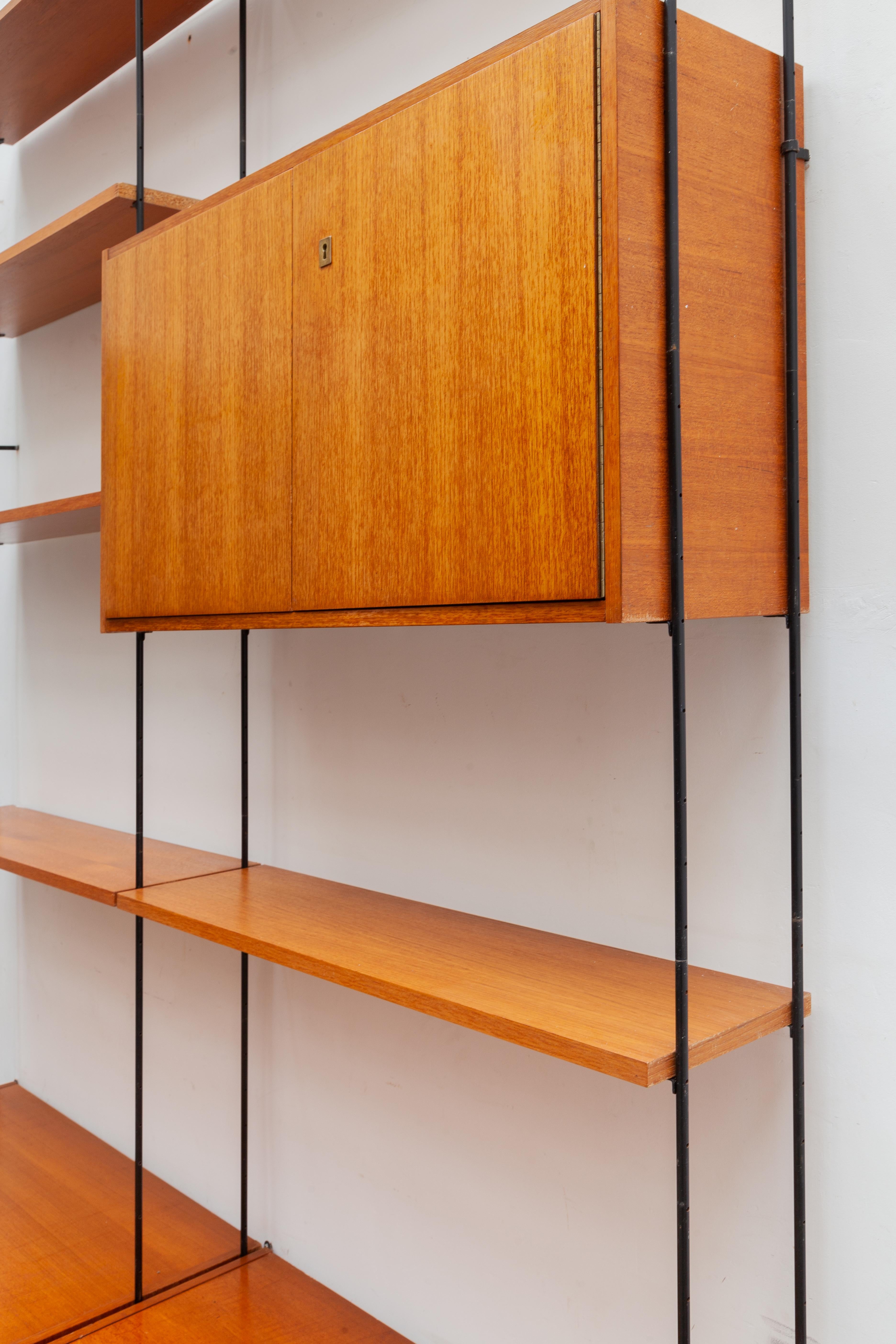 Mid-Century Modern Modular Wall Unit Shelving System in Teak by Hilker, 1960s, Germany