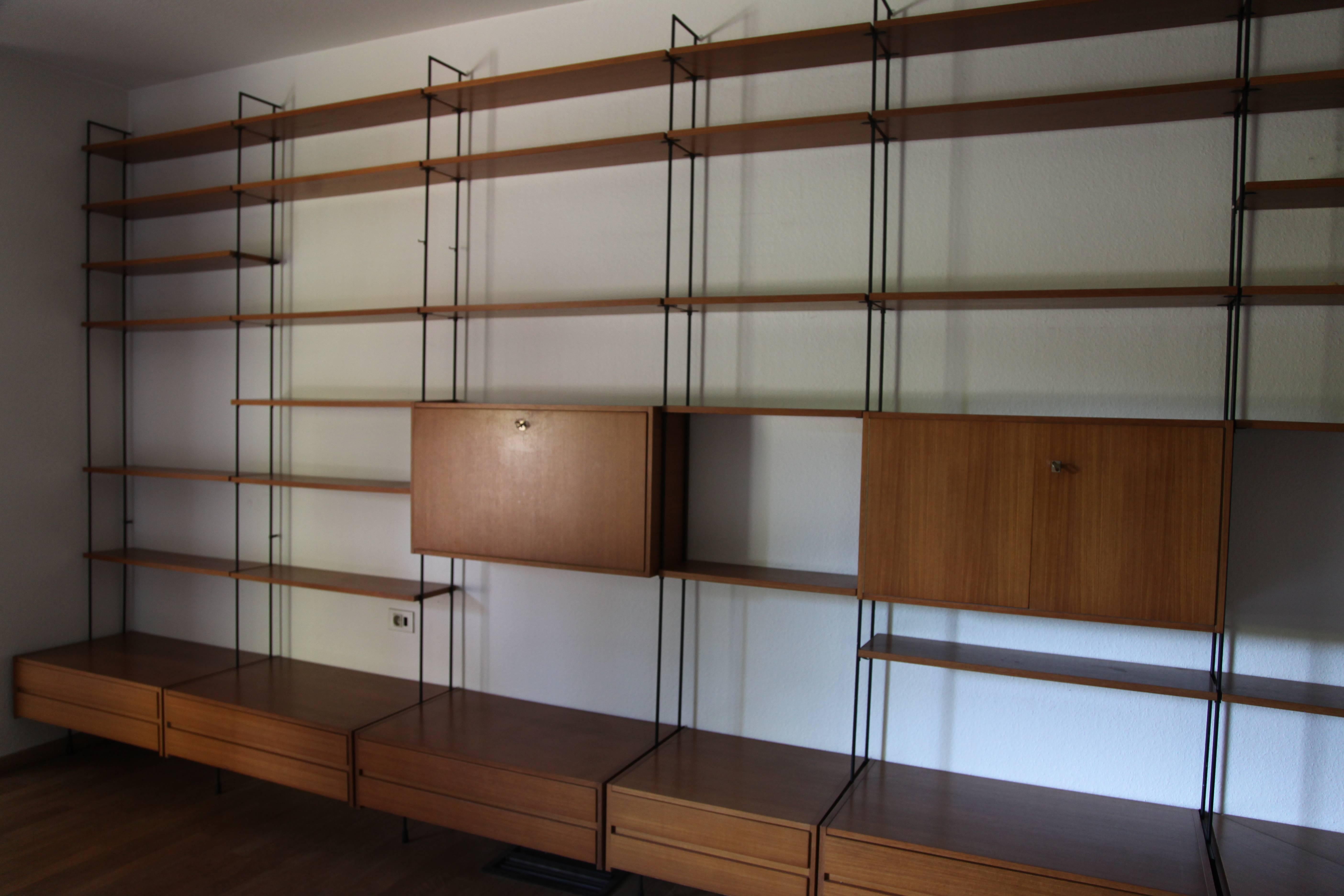 Mid-20th Century Modular Wall Unit Shelving System in Teak by Hilker, 1960s, Germany