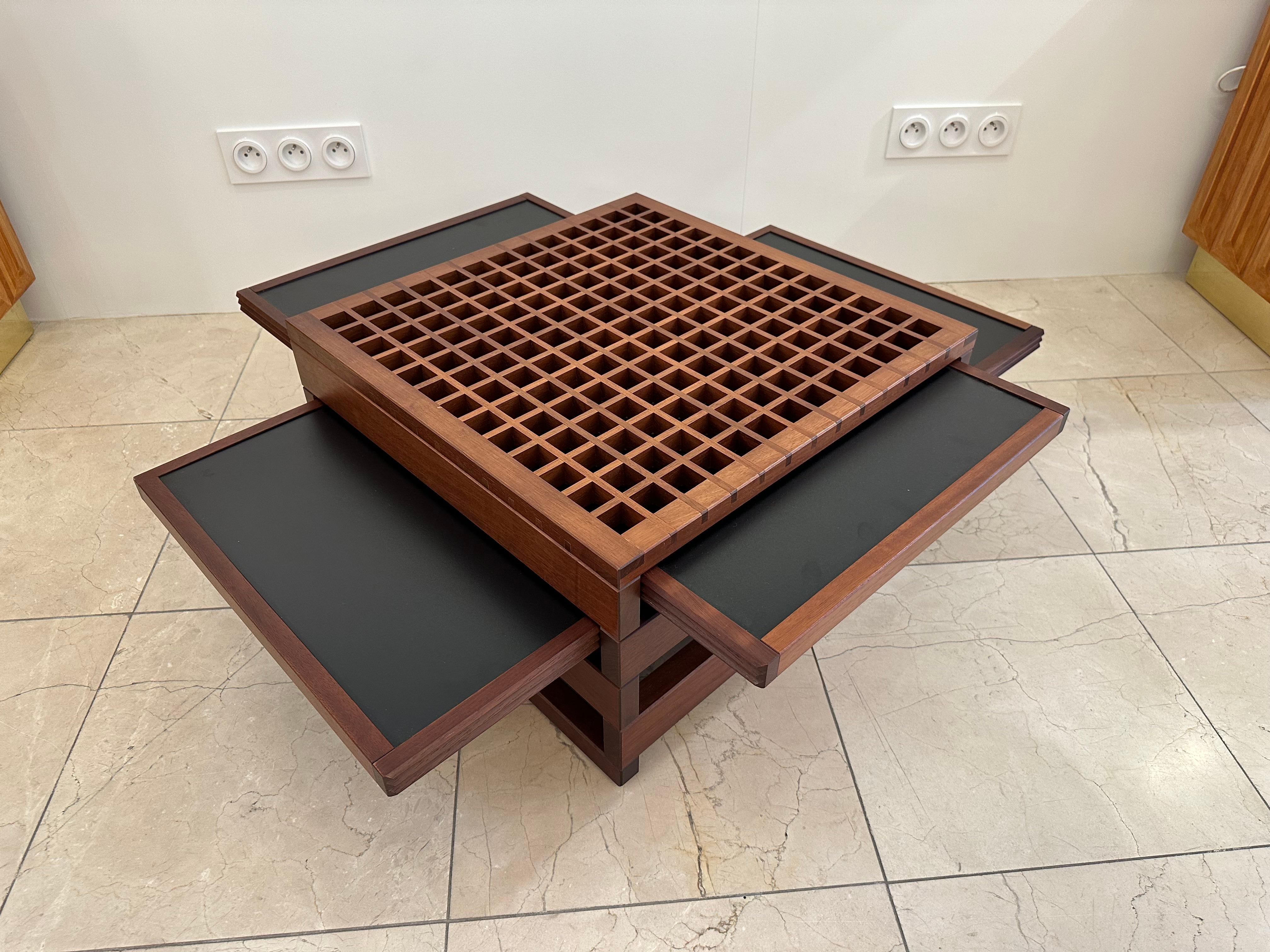 Mid-Century Modern Modular Wood Coffee Table by Bernard Vuarnesson, France, 1980s