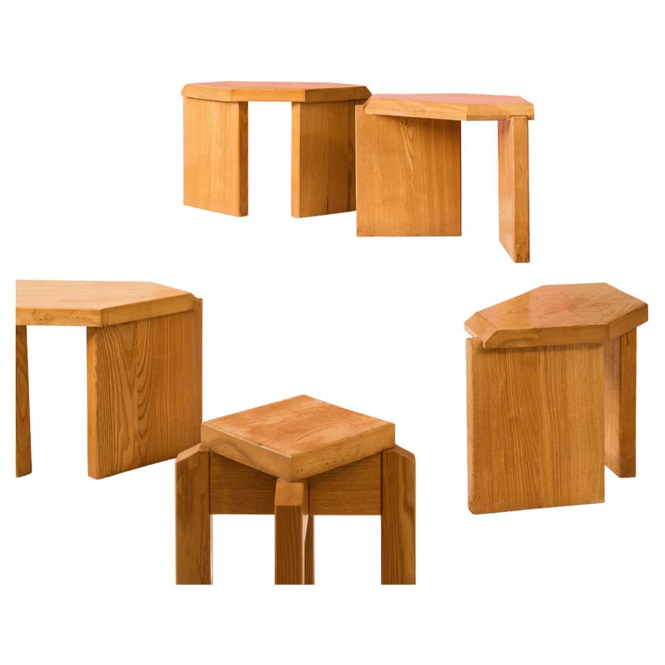 Modular Italian Coffee Table with Benches in Cherry with Integrated Bar ...