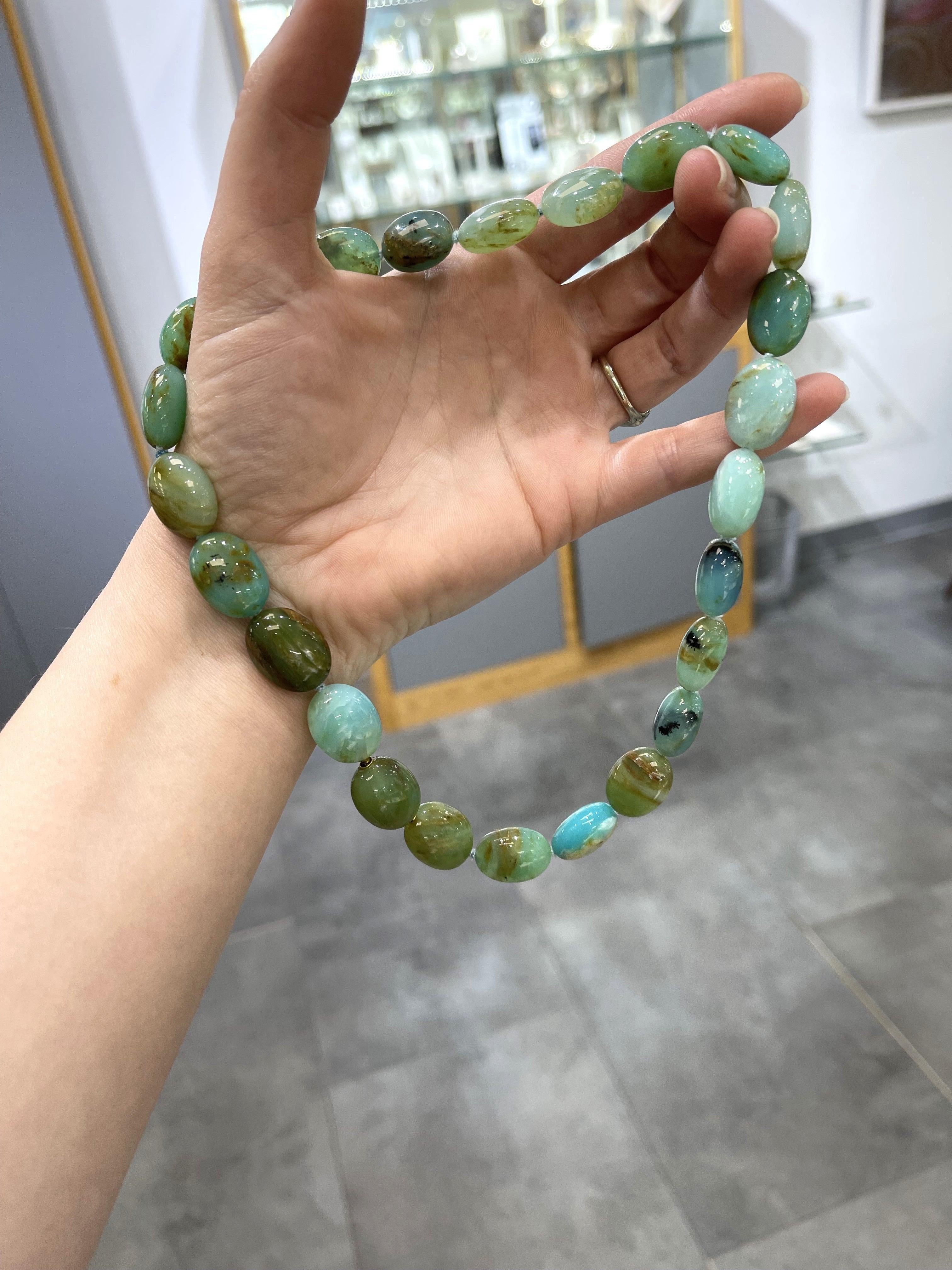 An 18 inch continuous Peruvian opal necklace, 325TCW, with 