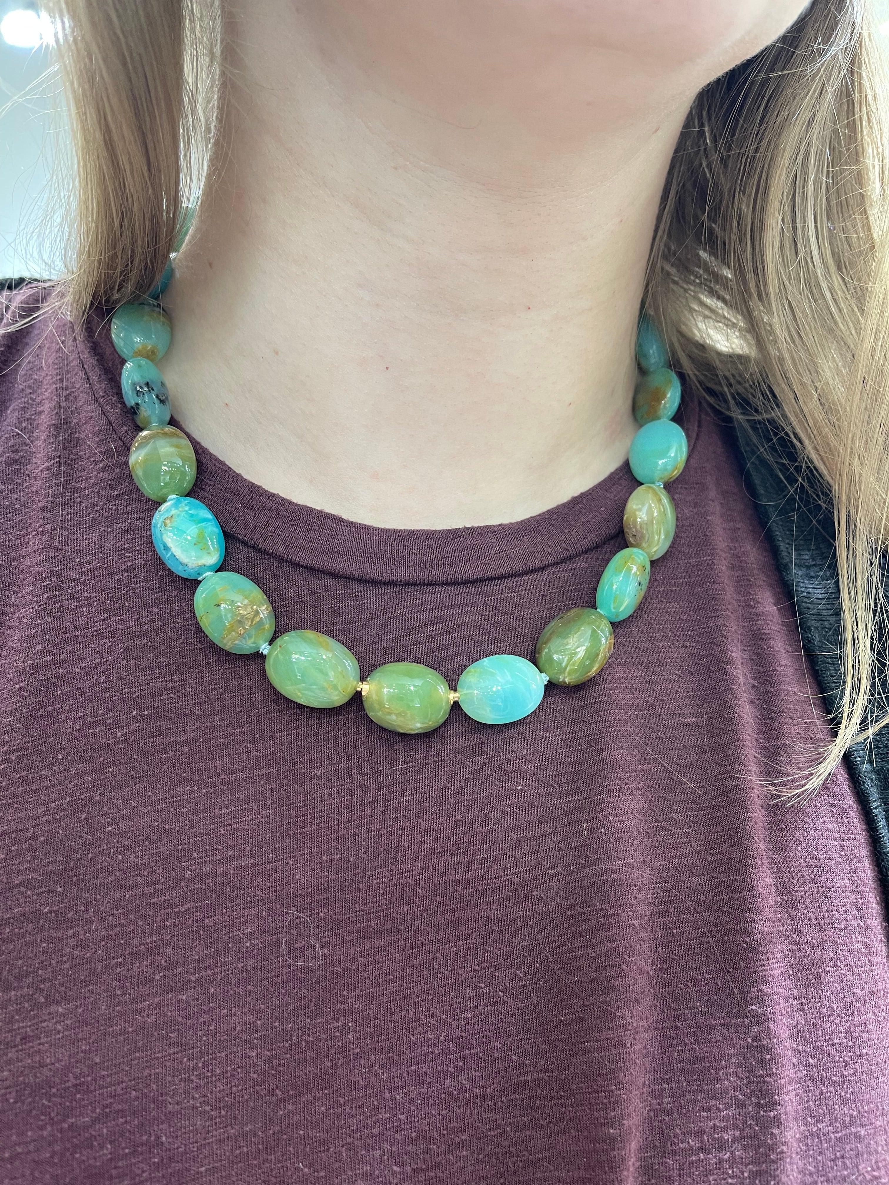 Modullyn Peruvian Opal Necklace In New Condition For Sale In Greenville, SC