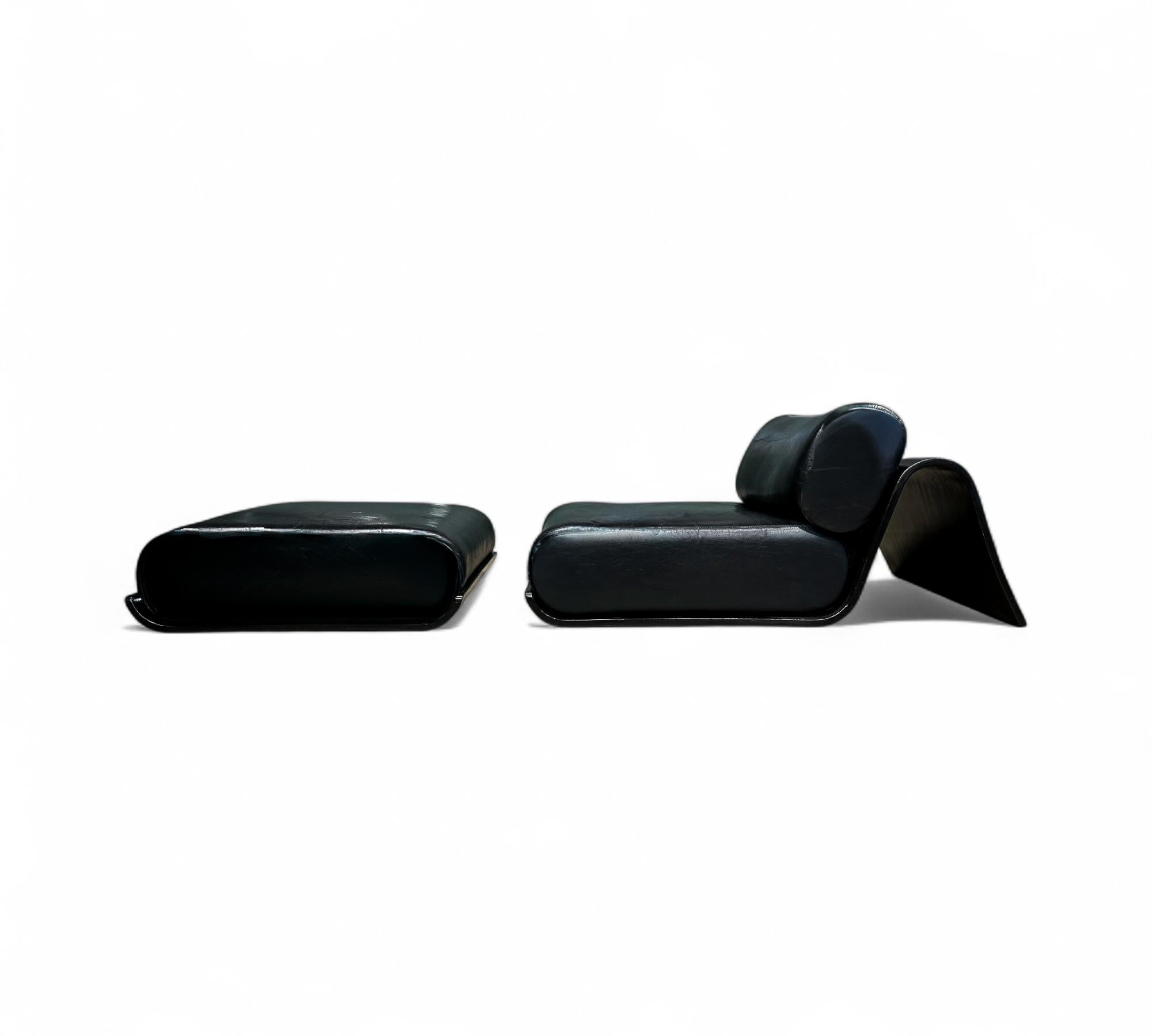 Woodwork “Modulo” Low Easy Chair with Ottoman by Oscar & Anna Maria Niemeyer, 1970's For Sale