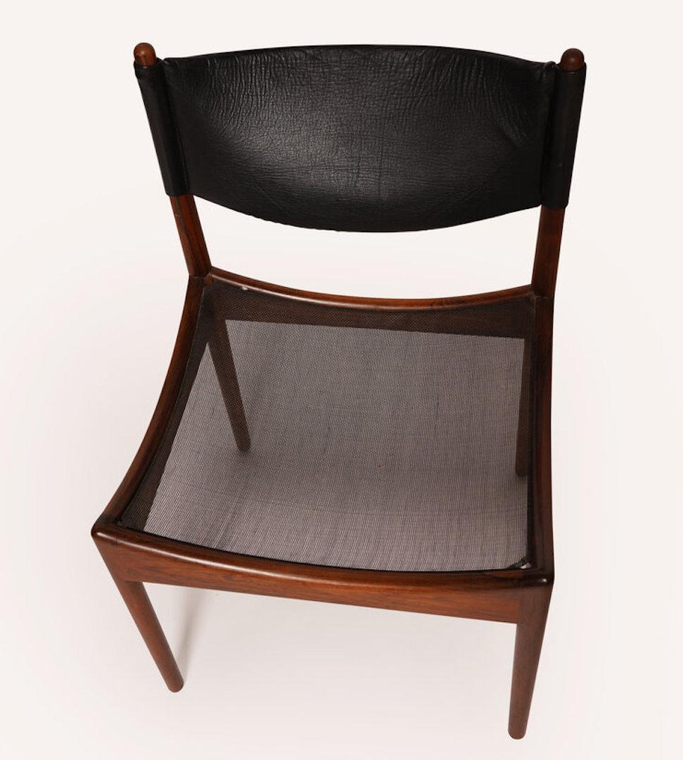 Mid-Century Modern Modus Armless Leather and Wood Chair by Kristian Solmer Vedel for Søren Willadse