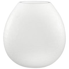 Artistic mouth blown white glass vase entirely grinded Modus by Multiforme