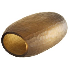 Vase aus mundgeblasenem Moka-Glas von Multiforme, vollständig gegossen, Modus