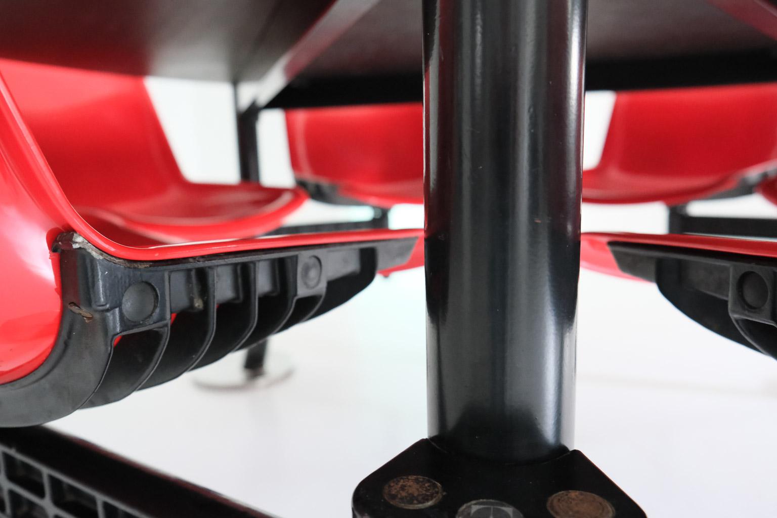 Modus triangular table + integrated swivelling chairs by Osvaldo Borsani, Tecno For Sale 11