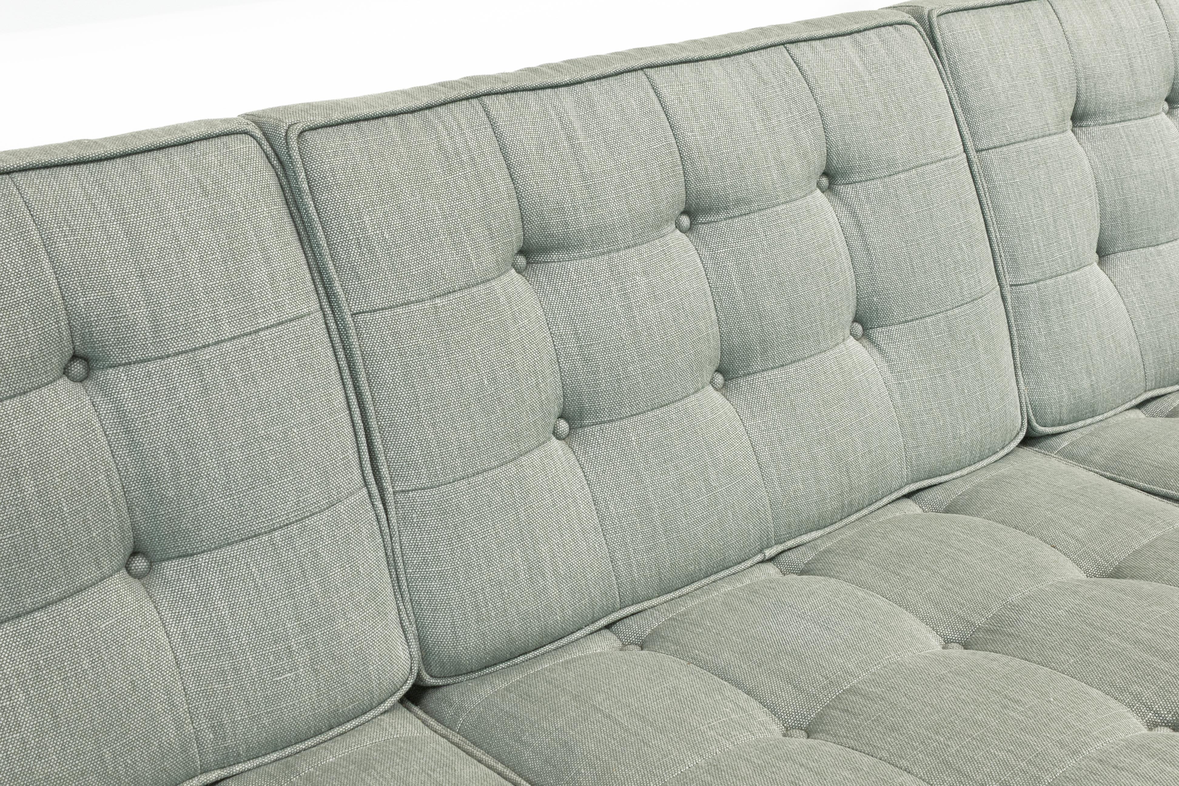 Unknown Modway Contemporary Mid Century Modern Blue Fabric & Stainless Steel Sofa For Sale