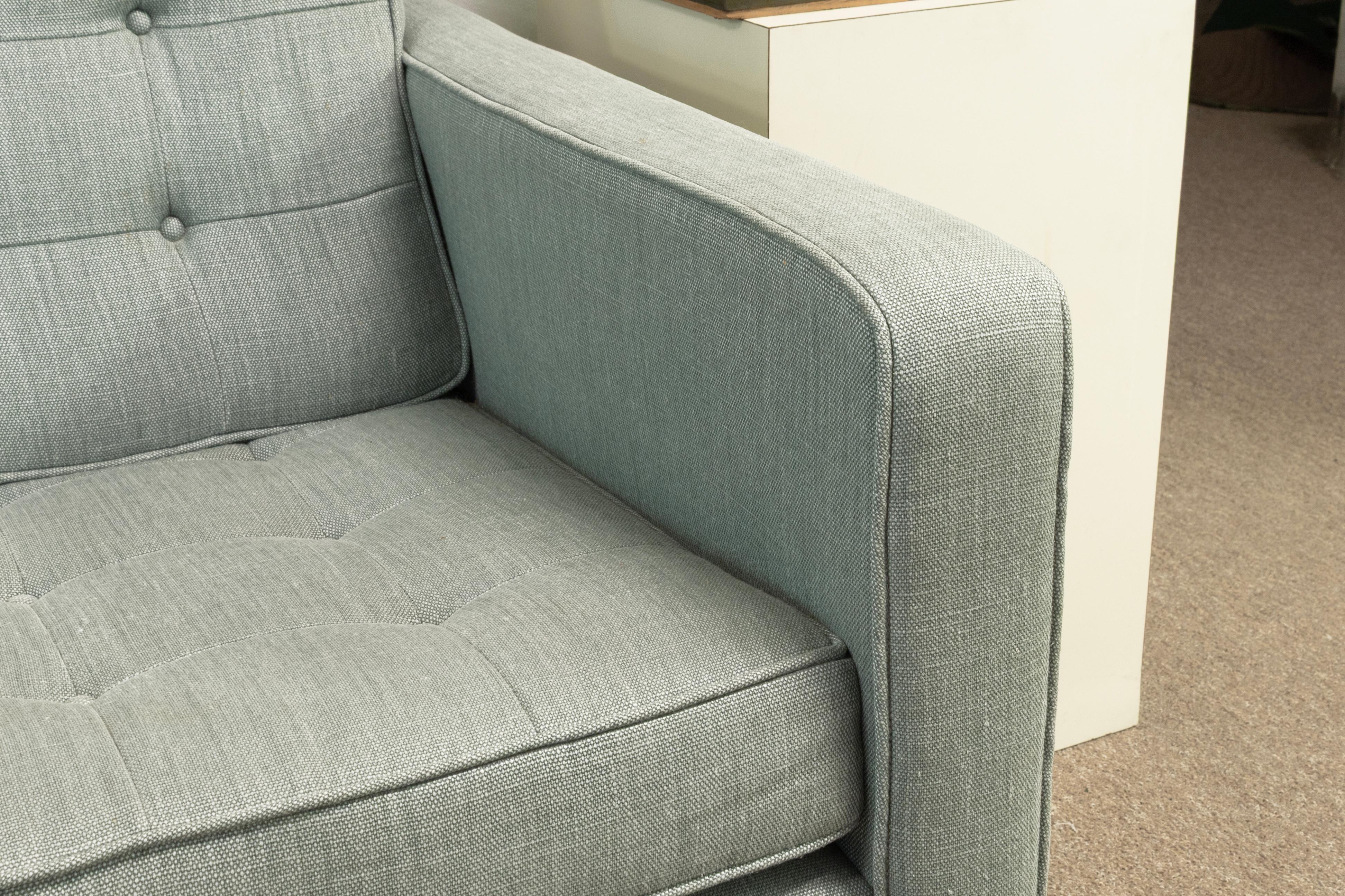 Modway Contemporary Mid Century Modern Blue Fabric & Stainless Steel Sofa In Good Condition For Sale In Keego Harbor, MI
