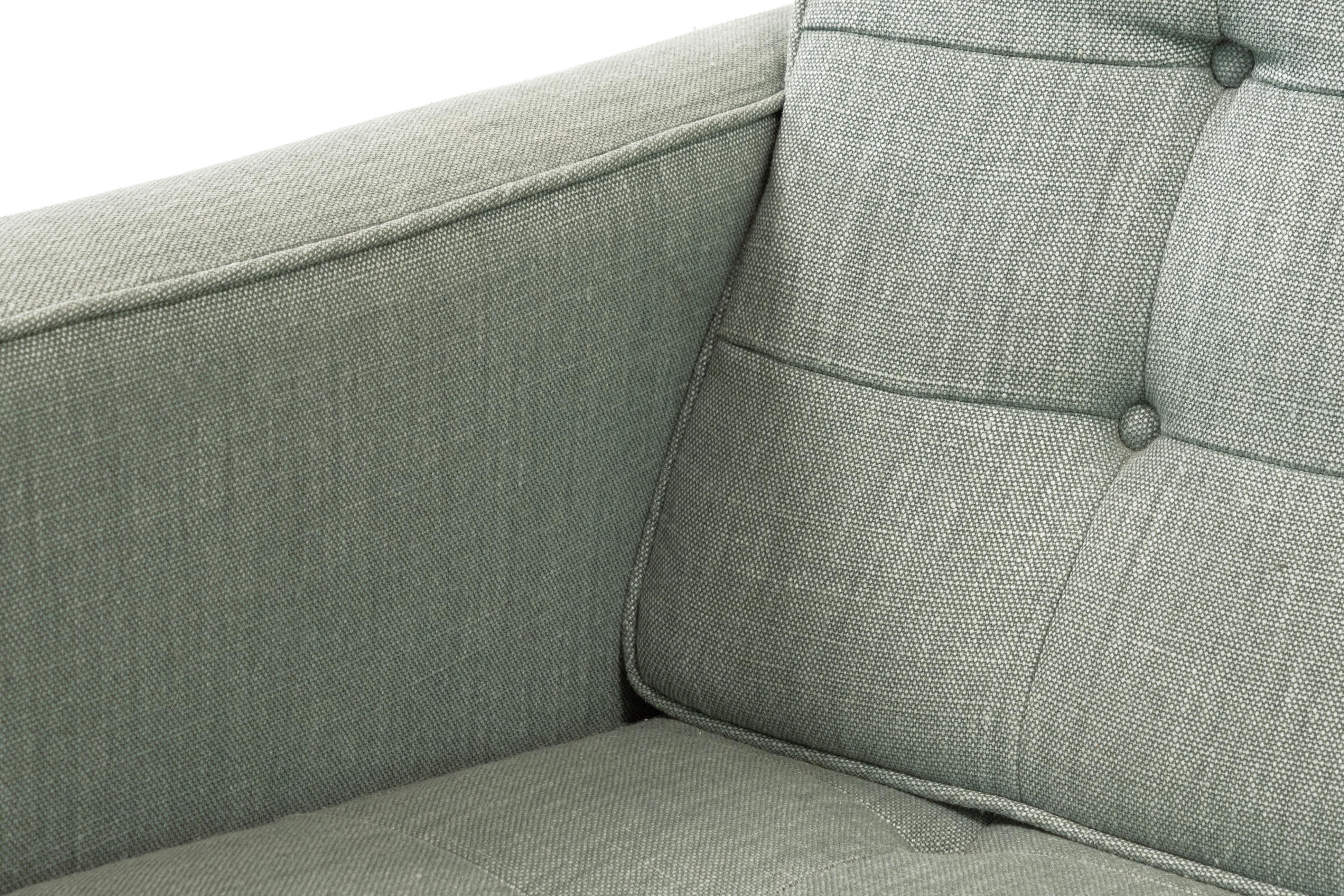 Modway Contemporary Mid Century Modern Blue Fabric & Stainless Steel Sofa For Sale 1