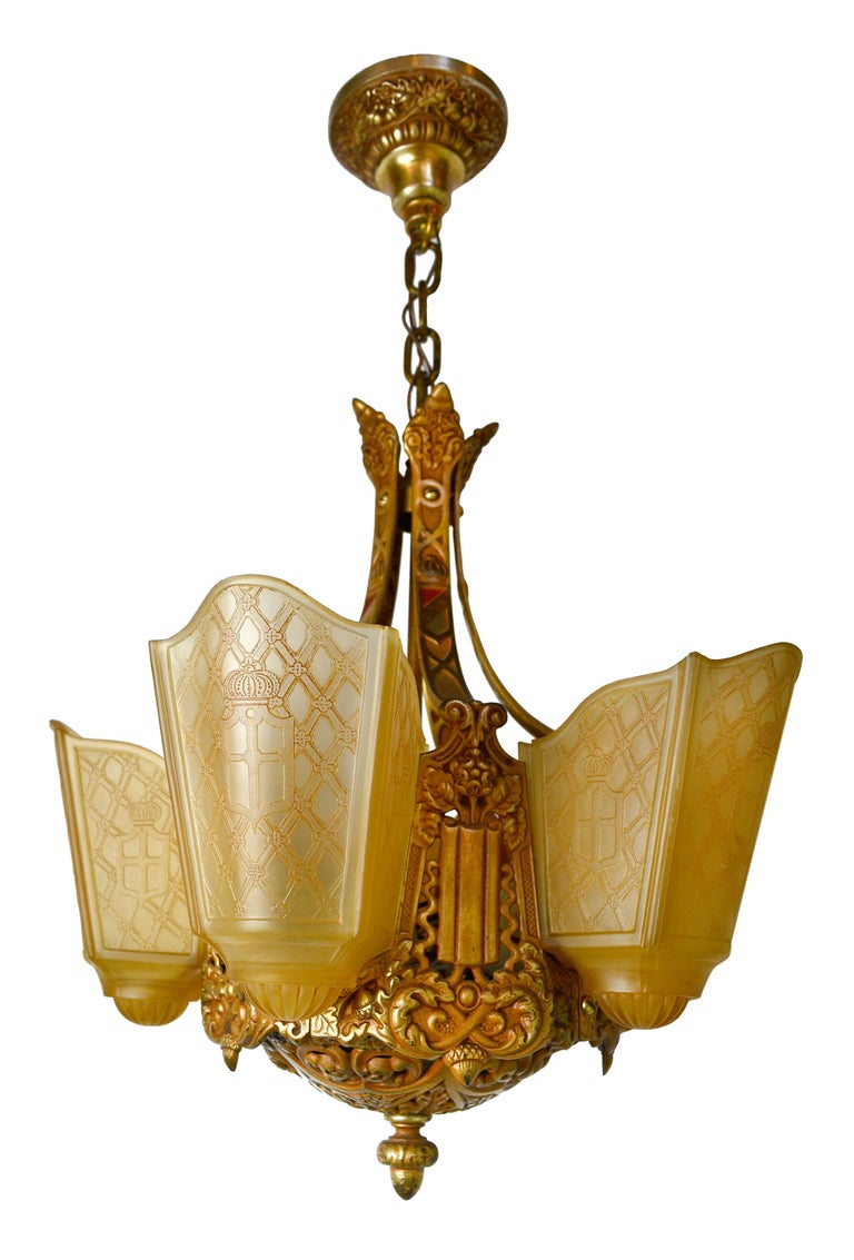 Moe Bridges 5Light Tudor Slip Shade Chandelier at 1stDibs