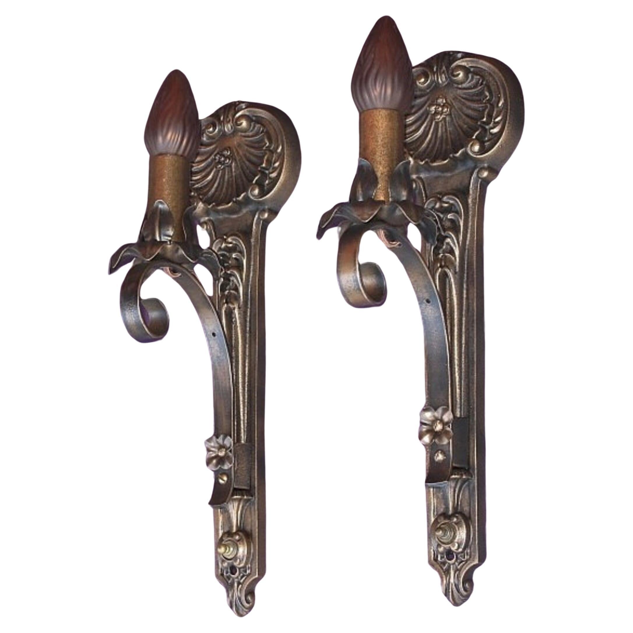 Moe Bridges Vintage Single Bulb Cast Iron Sconce 5 pr available, Priced per pair For Sale