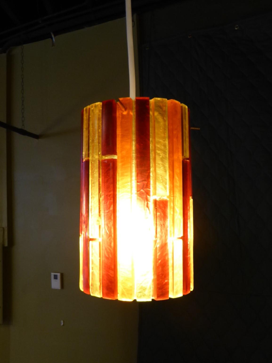 Moe Lighting Pair Mid-Century Modern Acrylic Pendants Fiesta Series, 1965 In Good Condition In Miami, FL